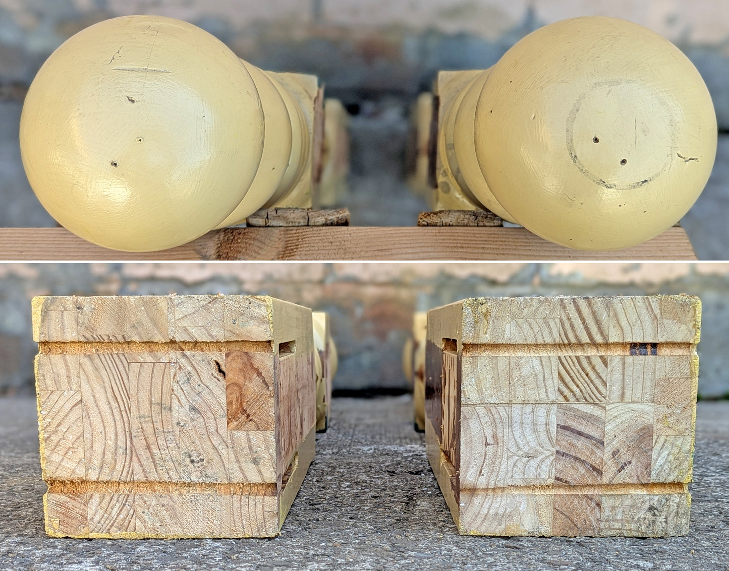 Pair 52"H Antique Vintage Old Salvaged Reclaimed Staircase Newel Post Balusters Spindles Balustrade Handrail Rails Railing Colonial Style