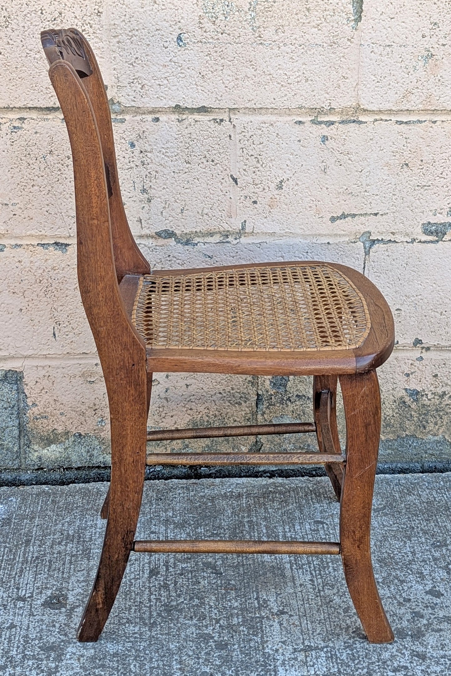 Pair of Vintage Antique Old Reclaimed Salvaged SOLID Mahogany Wood Wooden Side Dining Accent Chair Caned Seats Backrests