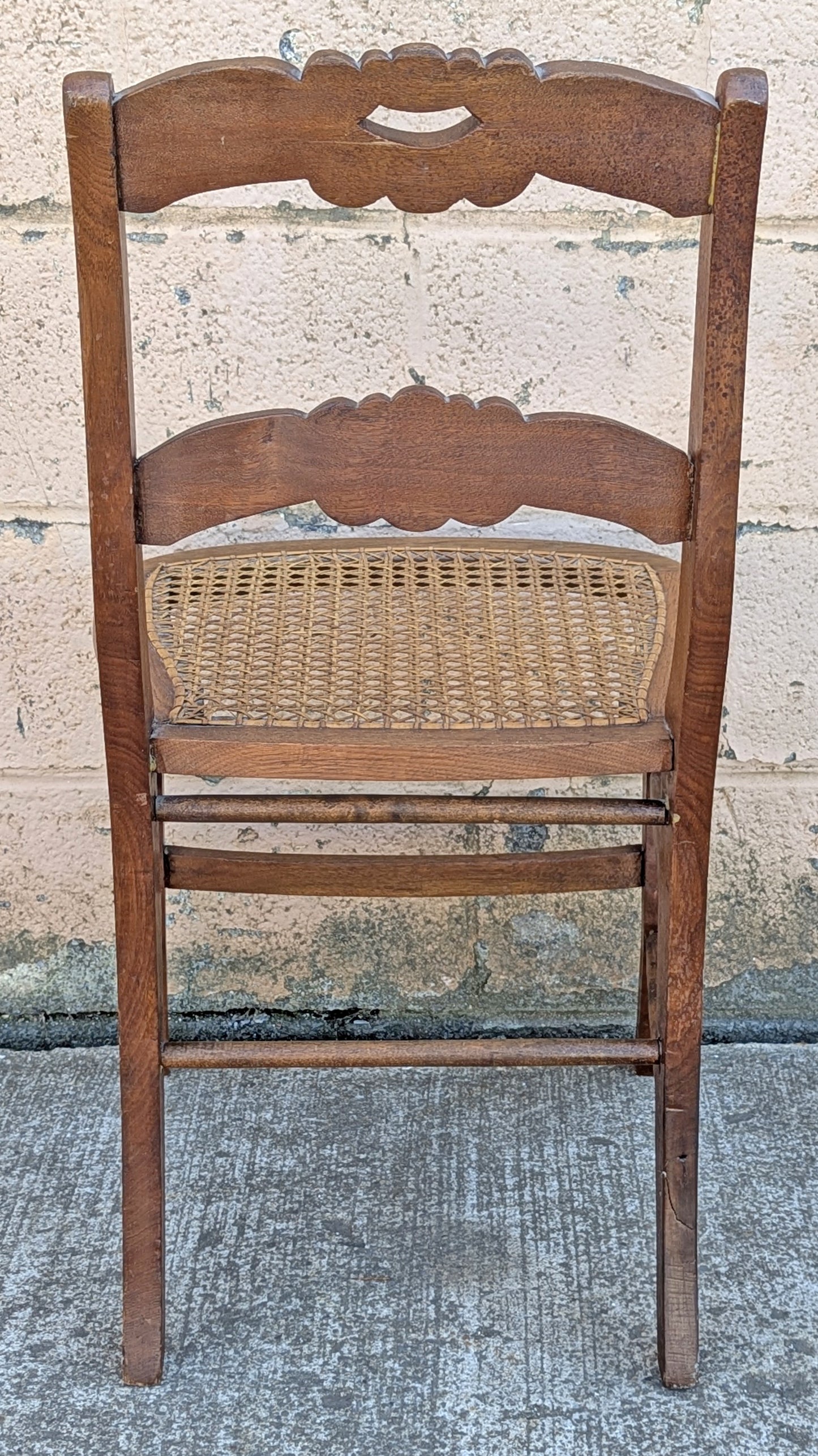 Pair of Vintage Antique Old Reclaimed Salvaged SOLID Mahogany Wood Wooden Side Dining Accent Chair Caned Seats Backrests