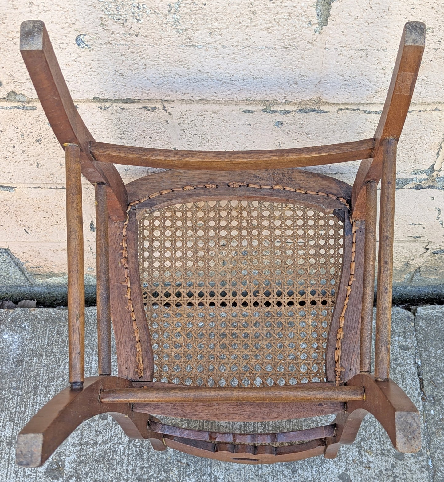Pair of Vintage Antique Old Reclaimed Salvaged SOLID Mahogany Wood Wooden Side Dining Accent Chair Caned Seats Backrests