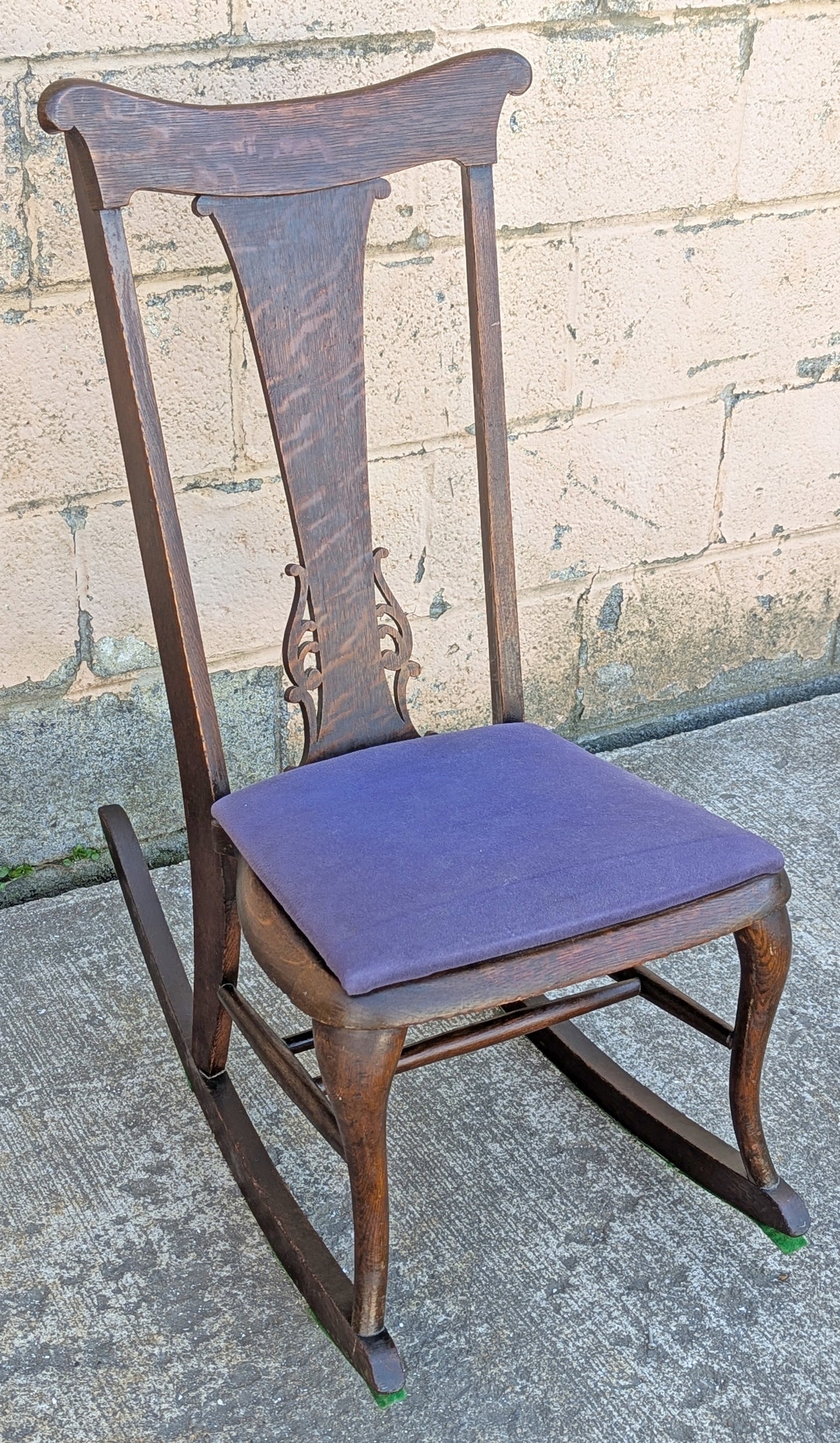Antique Vintage Old Reclaimed Salvaged SOLID Oak Wood Wooden Child Children Adult Kid Porch Patio Foyer Sunroom Knitting Rocking Rocker Chair