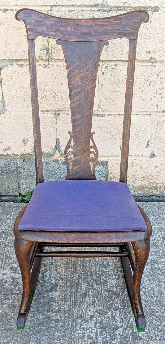 Antique Vintage Old Reclaimed Salvaged SOLID Oak Wood Wooden Child Children Adult Kid Porch Patio Foyer Sunroom Knitting Rocking Rocker Chair