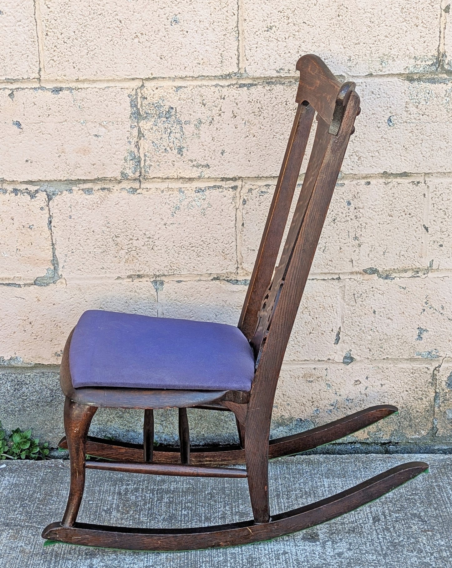 Antique Vintage Old Reclaimed Salvaged SOLID Oak Wood Wooden Child Children Adult Kid Porch Patio Foyer Sunroom Knitting Rocking Rocker Chair
