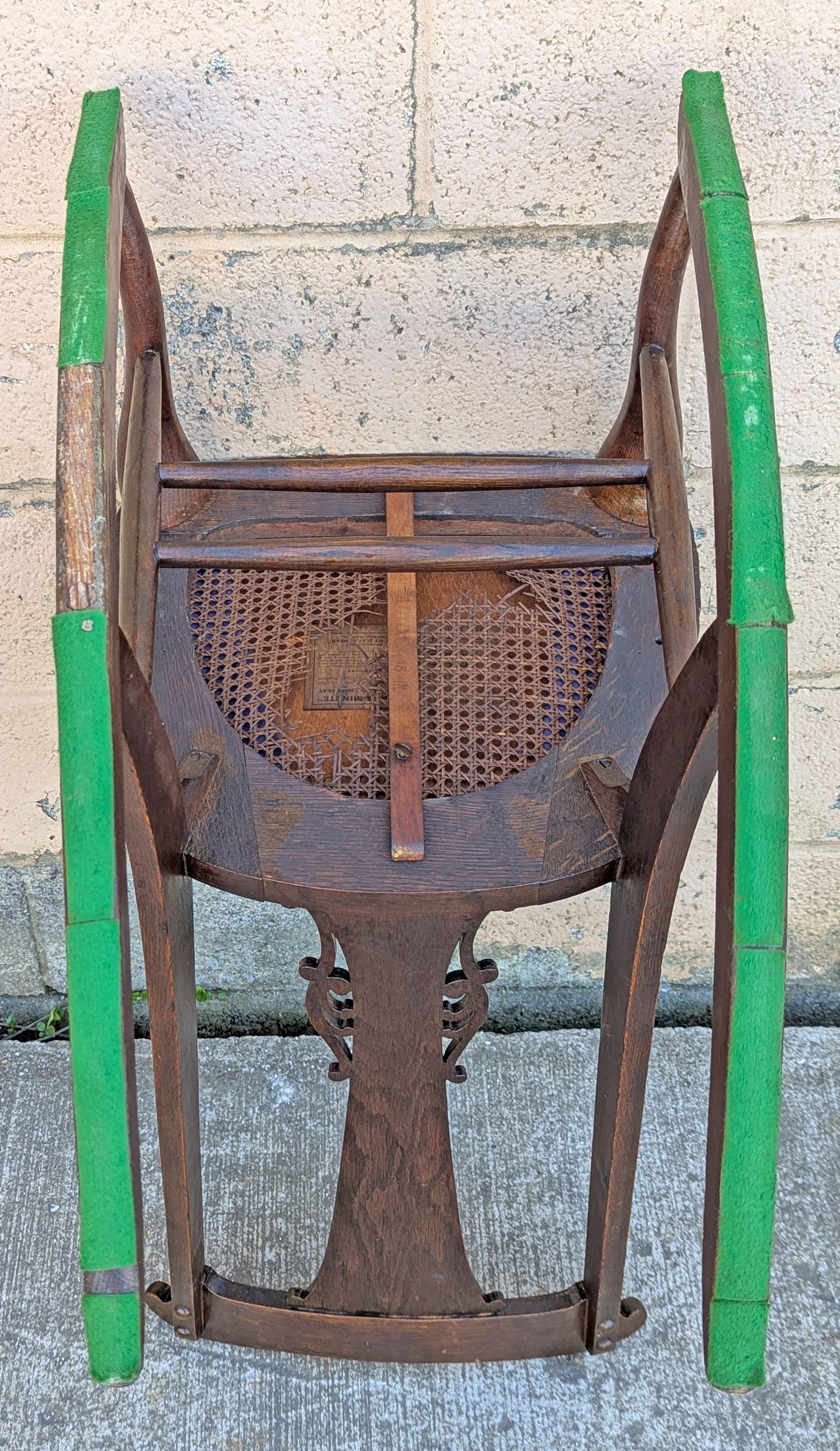 Antique Vintage Old Reclaimed Salvaged SOLID Oak Wood Wooden Child Children Adult Kid Porch Patio Foyer Sunroom Knitting Rocking Rocker Chair