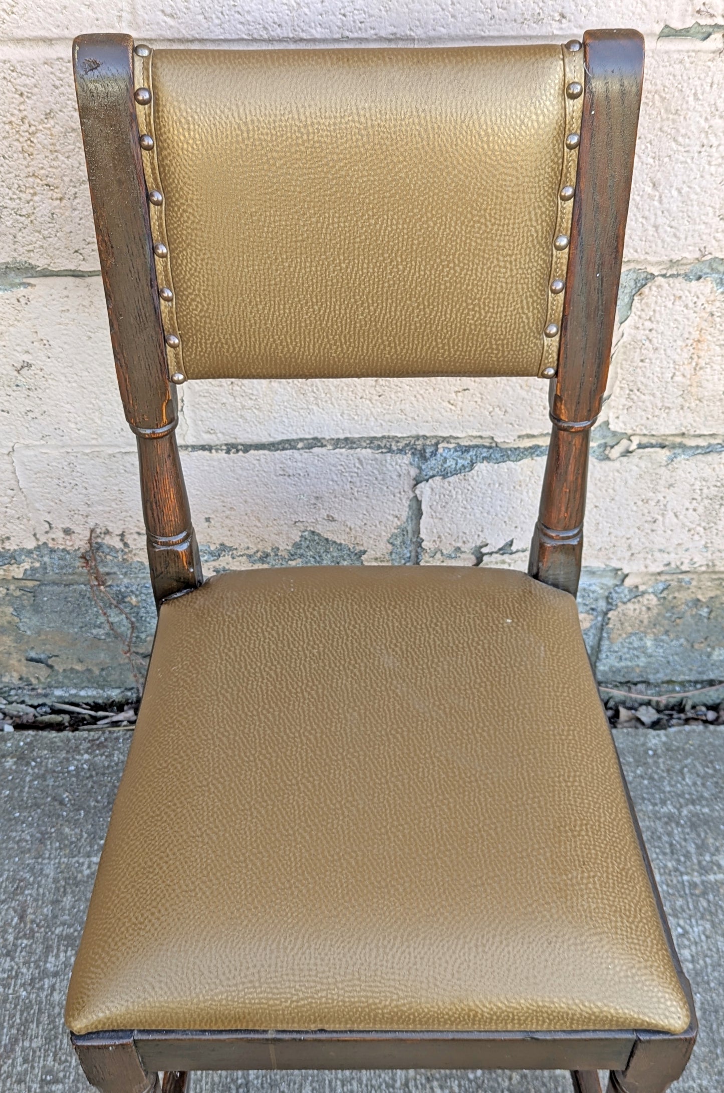 Set of 6 Antique Vintage Old "M.Reischman & Sons" SOLID Oak Wood Wooden Dining Room Chair Fabric Seat Upholstery Upholstered