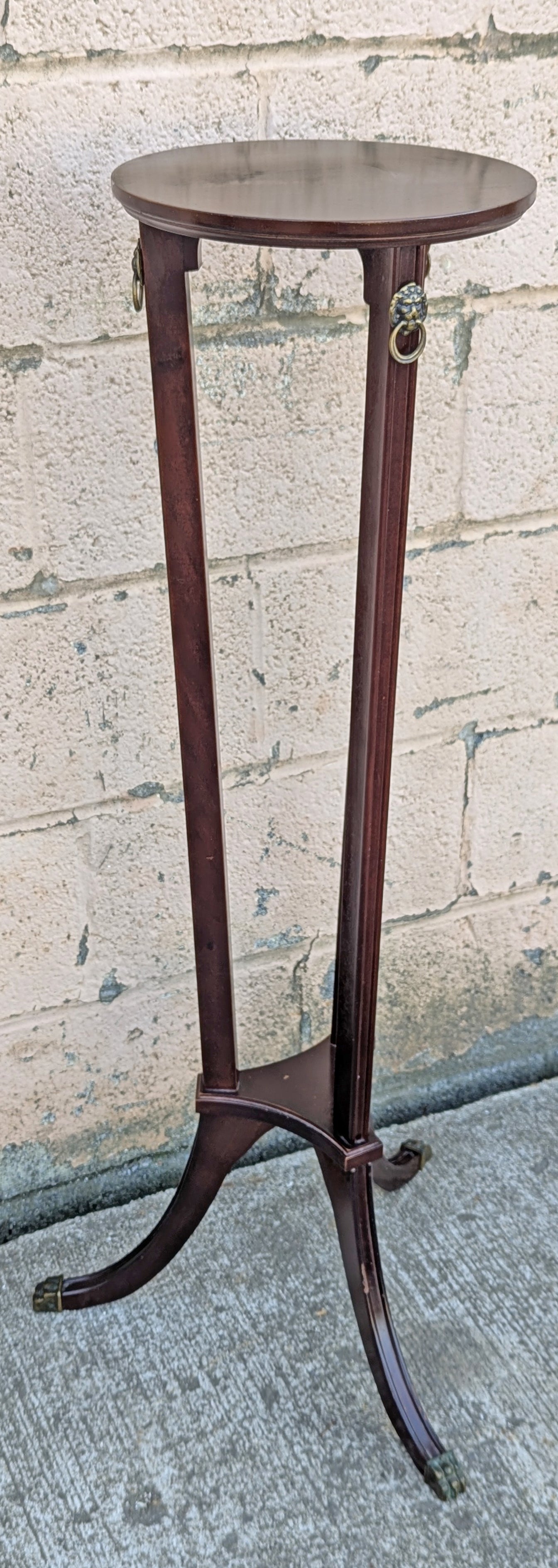 Vintage Antique Old "Bombay Company" Neo Classical Style SOLID Cherry Fruit Wood Wooden Lamp End Side Plant Hall Table Stand Shelf Circular