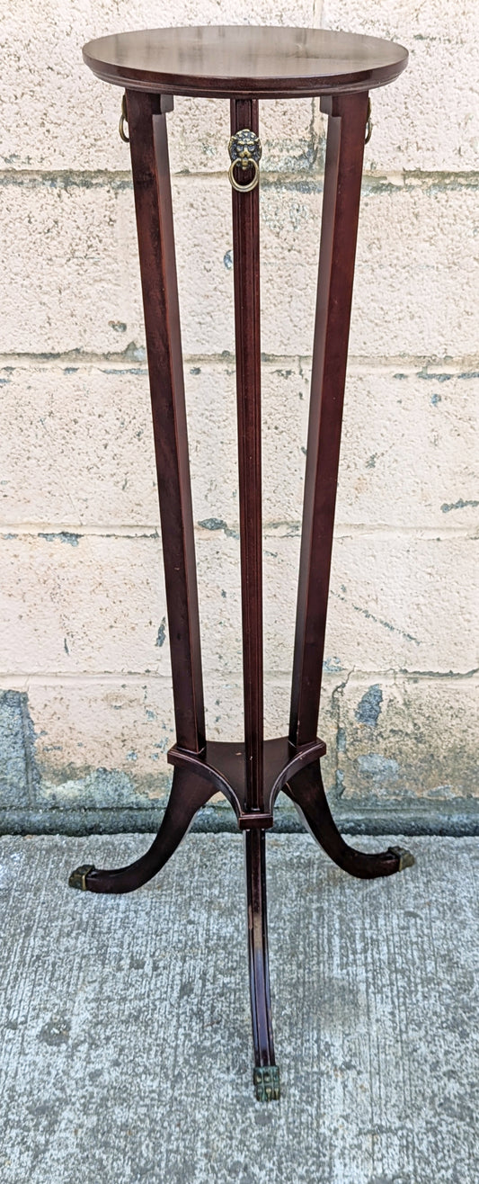 Vintage Antique Old "Bombay Company" Neo Classical Style SOLID Cherry Fruit Wood Wooden Lamp End Side Plant Hall Table Stand Shelf Circular