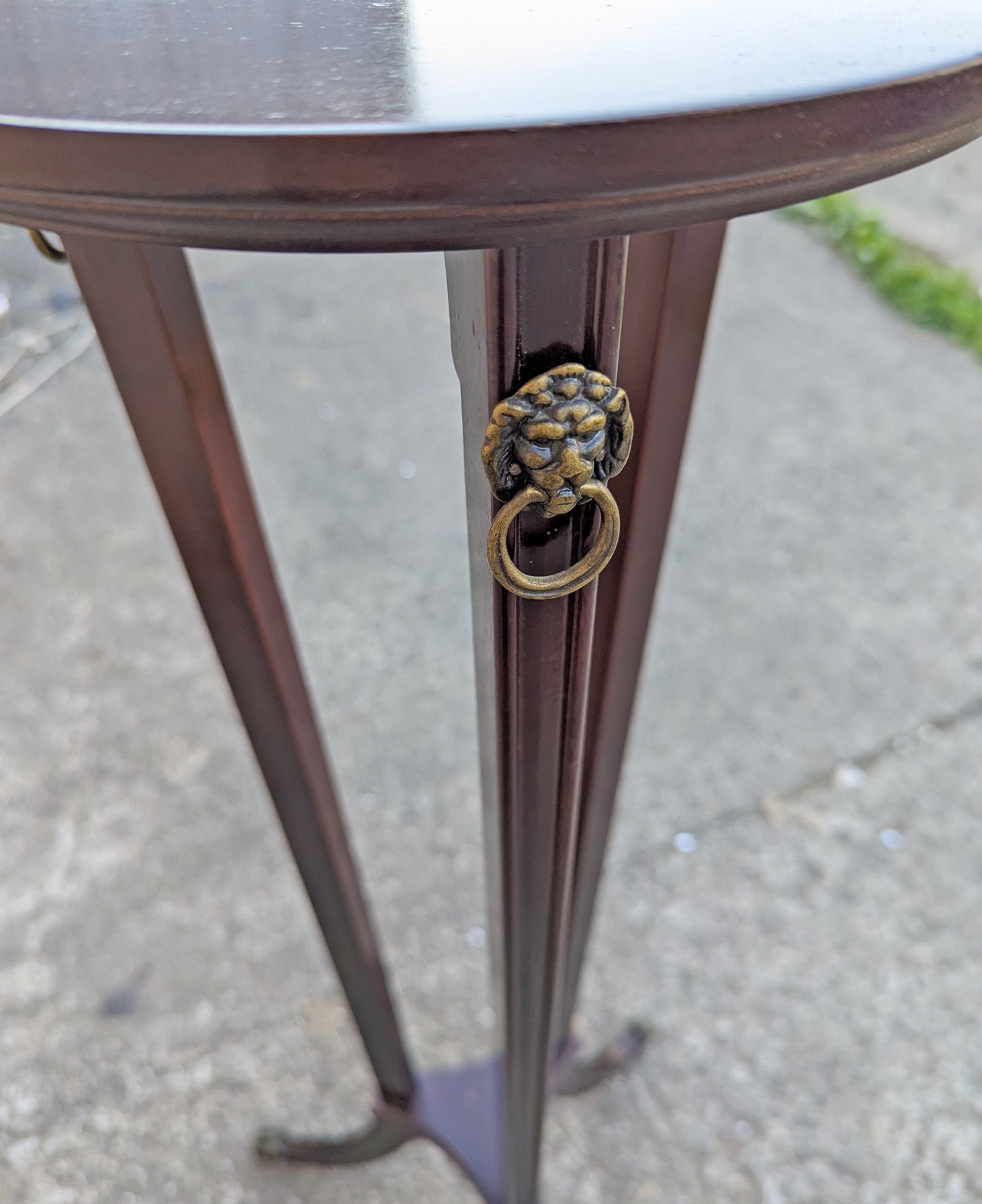 Vintage Antique Old "Bombay Company" Neo Classical Style SOLID Cherry Fruit Wood Wooden Lamp End Side Plant Hall Table Stand Shelf Circular