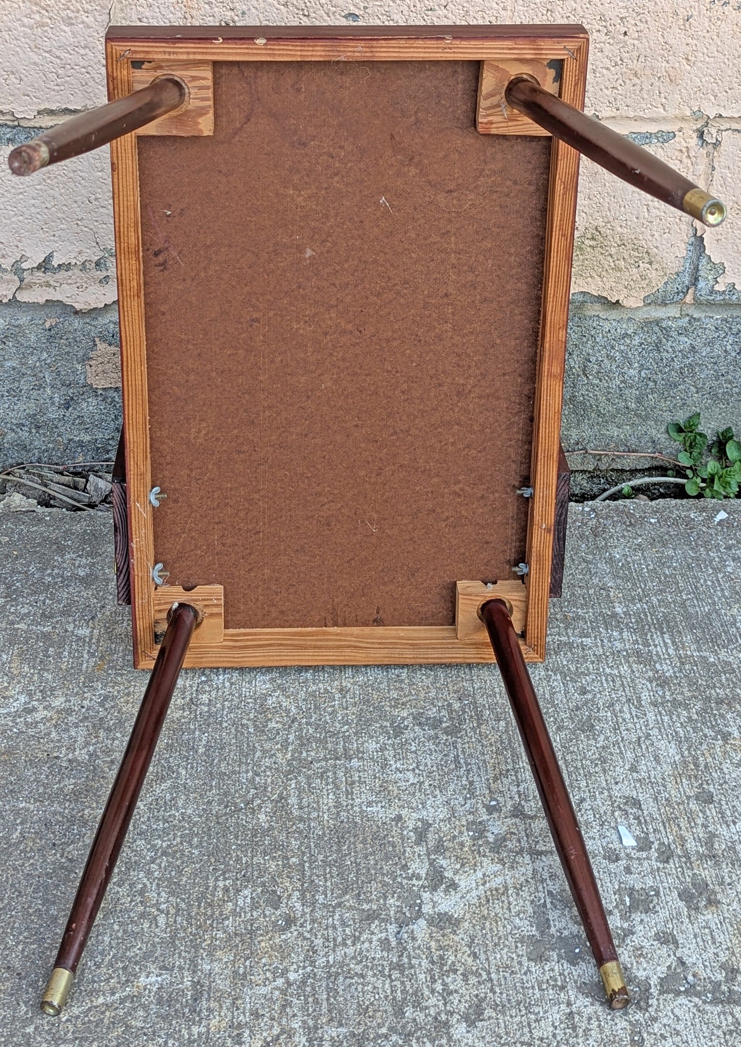 Pair of Vintage Antique Old Mid Century Atomic Era SOLID Wooden Wood & Formica Wooden 2 Tier End Side Accent Lamp Tables Night Stand Shelf
