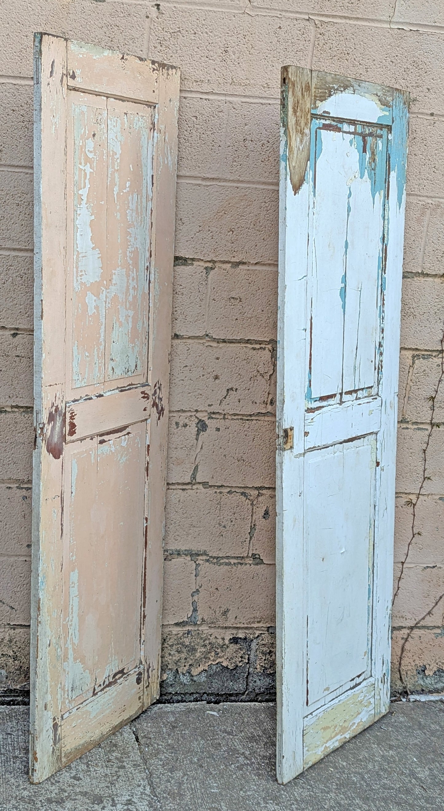 Pair 44"x69" Antique Vintage Old Reclaimed Salvaged SOLID Wood Wooden Cabinet Pantry Door 2 Raised Panels