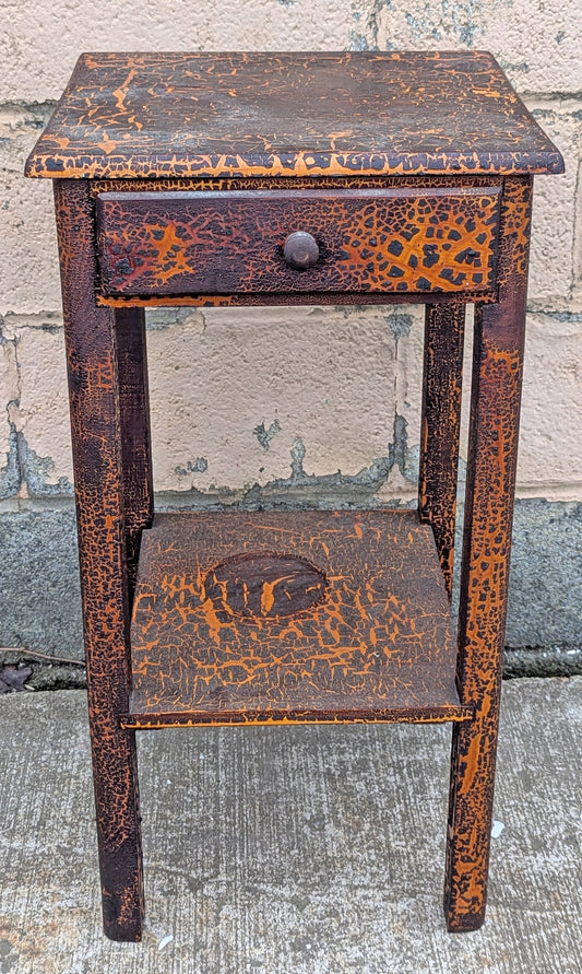 Antique Vintage Old Reclaimed Salvaged Distressed Burnished SOLID Wood Wooden Side End Hall Corner Sofa Couch Table Night Stand Shelf Drawer