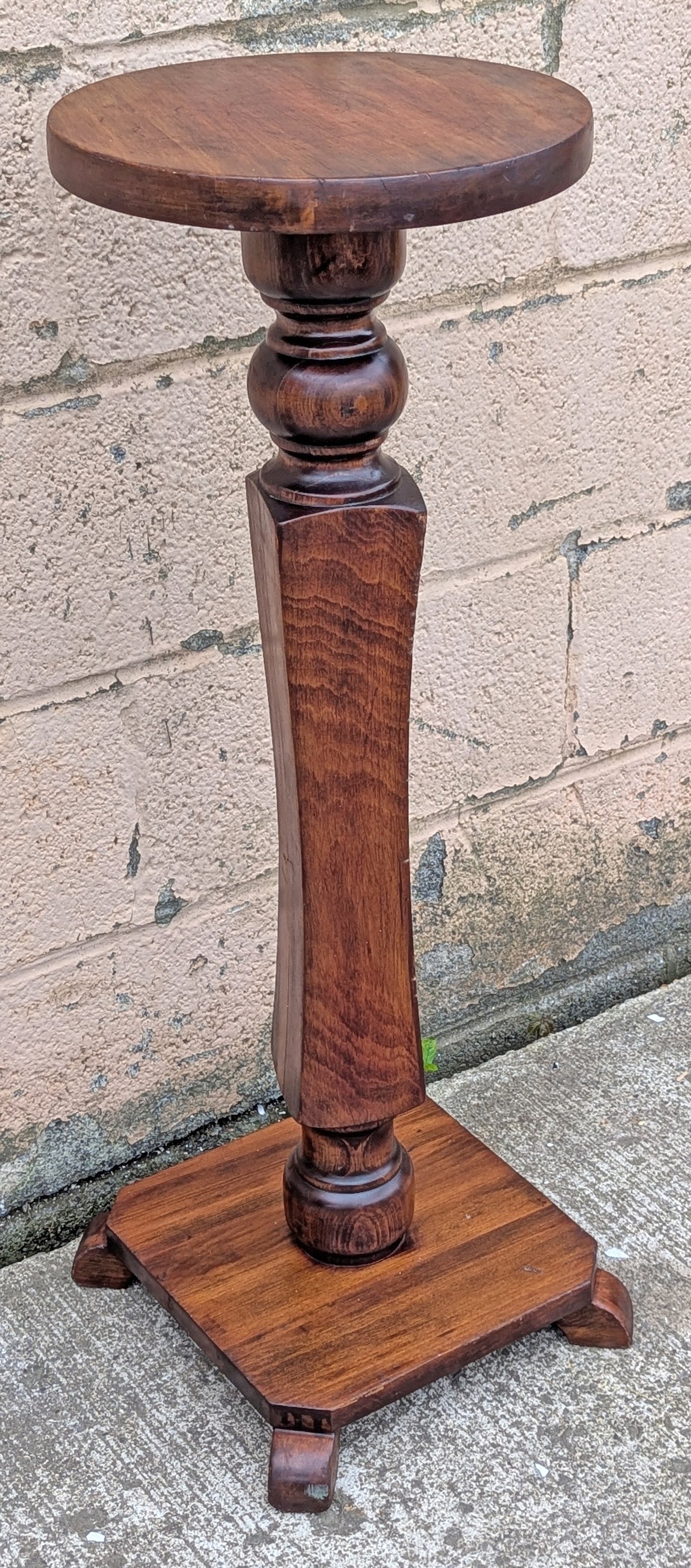 Vintage Antique Old Reclaimed Salvaged SOLID Circular Wood Wooden Lamp Plant End Side Hall Table Stand Shelf