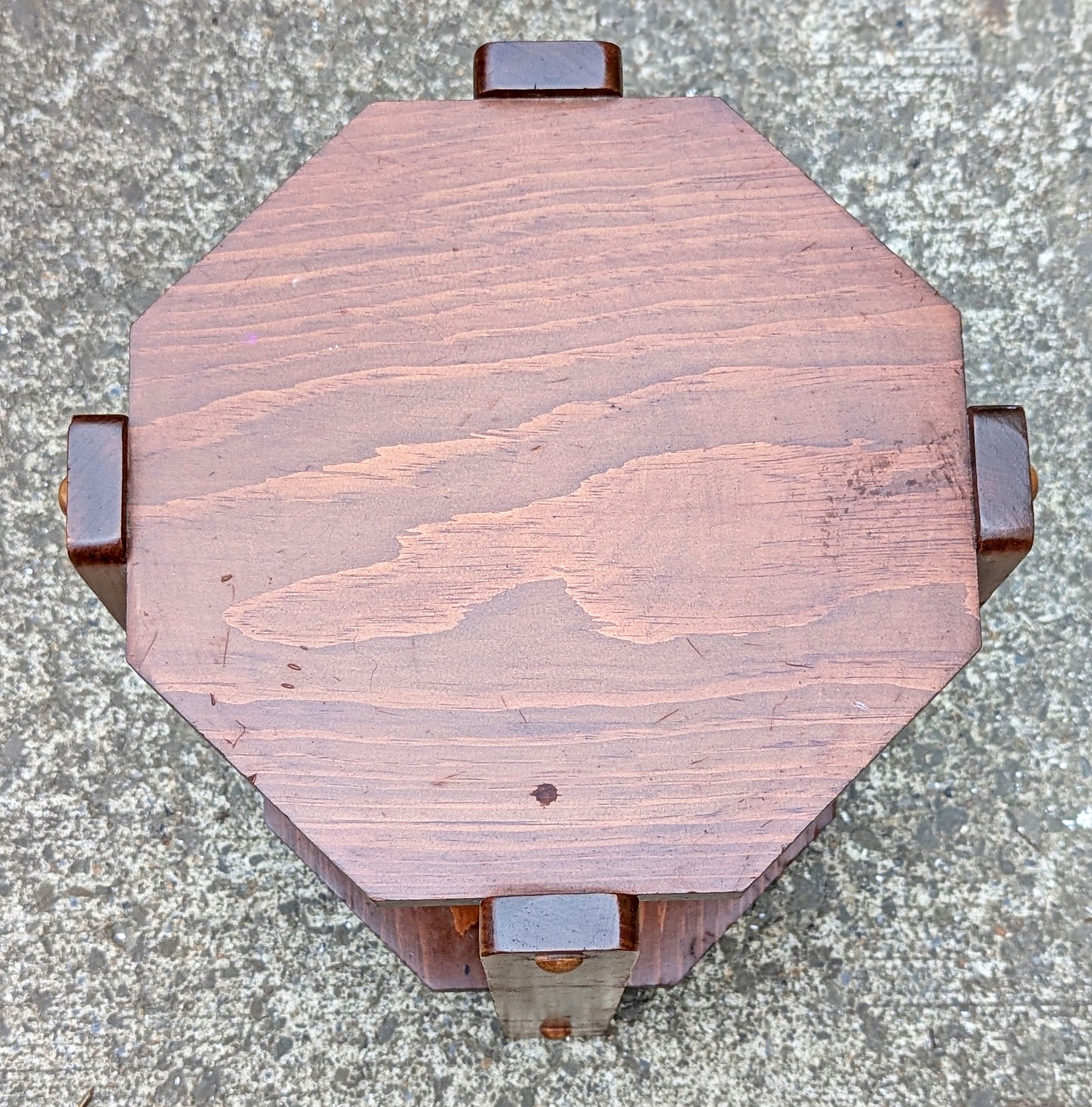 Vintage Antique Old Handmade Handcrafted SOLID Wood Wooden Primitive Style Octagon Octagonal Shelf Plant Stand End Accent Table Nightstand (Copy)