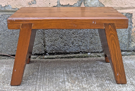 Small Vintage Antique Old Handcrafted Handmade Solid Wood Wooden Table Foot Step Stool Plant Stand Side Accent Chair Seat Garden Bench