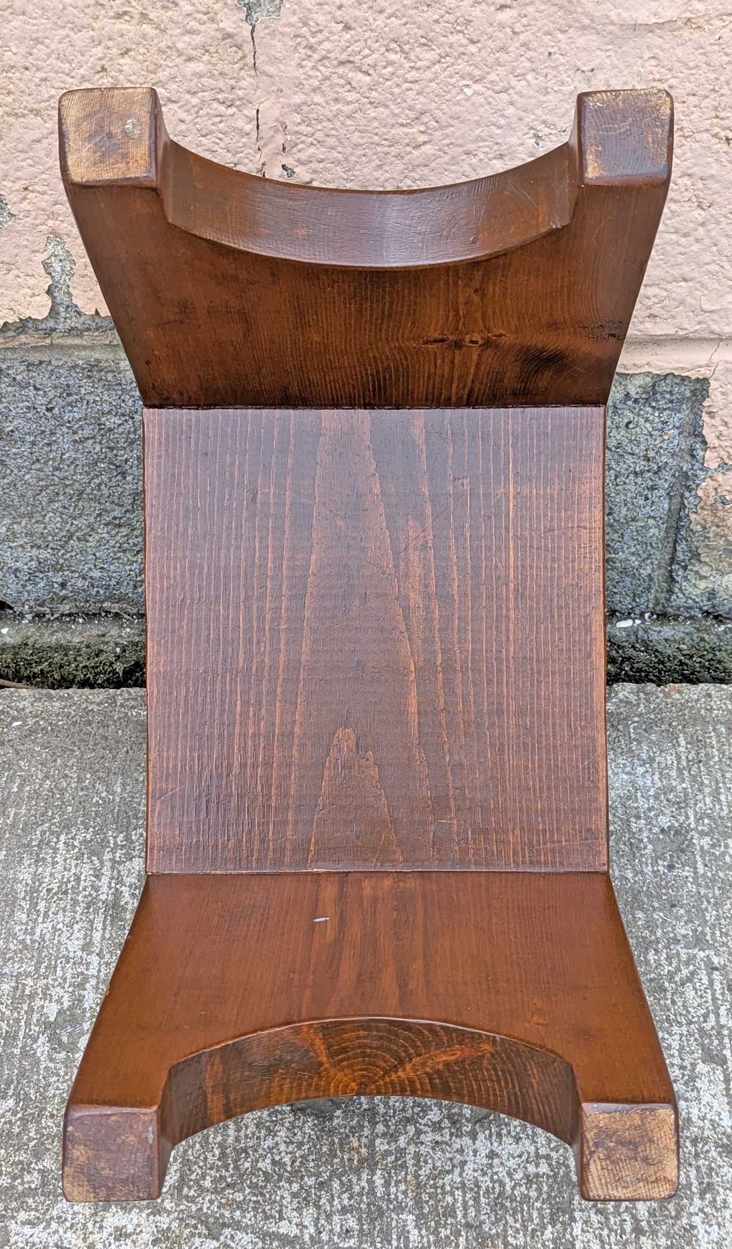 Small Vintage Antique Old Handcrafted Handmade Solid Wood Wooden Table Foot Step Stool Plant Stand Side Accent Chair Seat Garden Bench