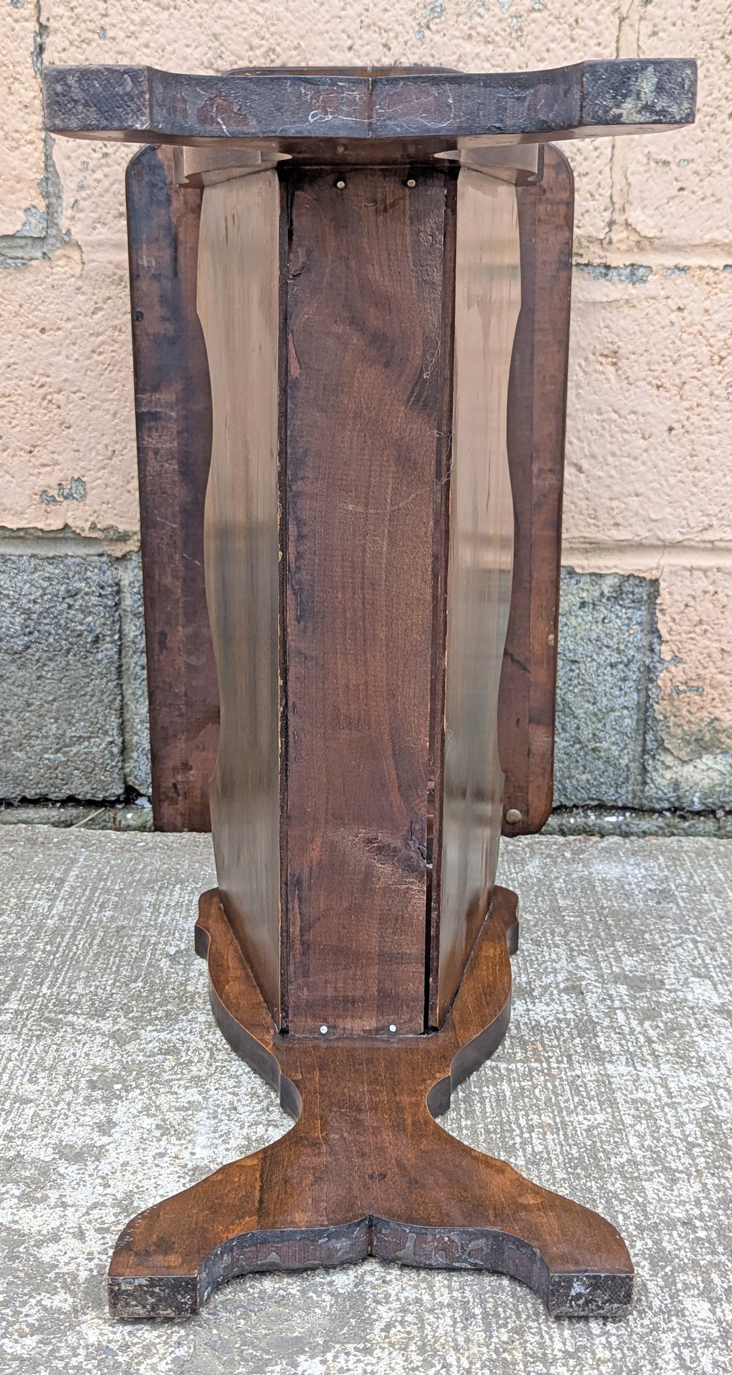 Antique Vintage Victorian Old Reclaimed Salvaged SOLID Wood Wooden Carved Side End Hall Accent Sofa Serpentine Table Plant Lamp Stand