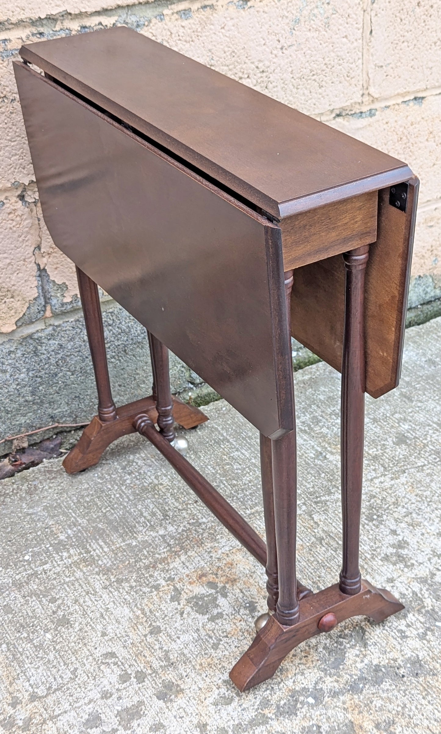 Vintage Antique Reclaimed Salvaged SOLID Cherry Wood Wooden Drop Leaf Gate Leg Gateleg End Accent Side Dining Table
