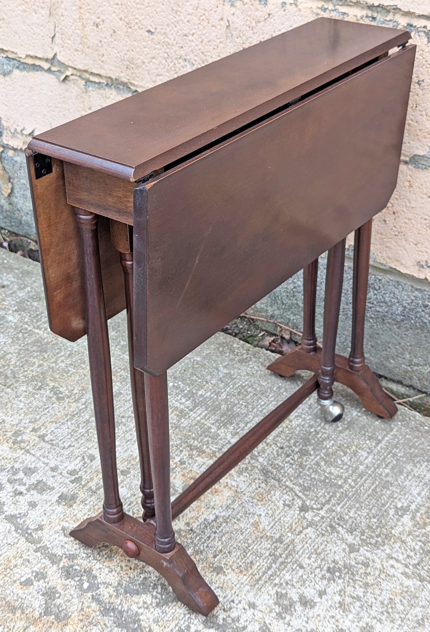 Vintage Antique Reclaimed Salvaged SOLID Cherry Wood Wooden Drop Leaf Gate Leg Gateleg End Accent Side Dining Table