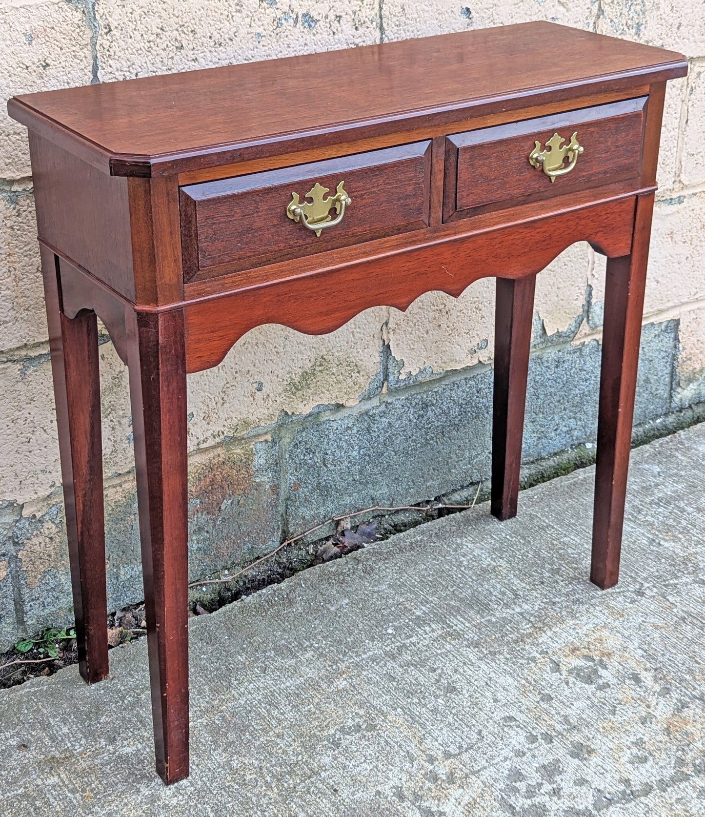 Vintage Antique Old Reclaimed Salvaged SOLID Carved Mahogany Wood Wooden Console Entry Side End Hall Accent Foyer Sofa Lamp Table Stand