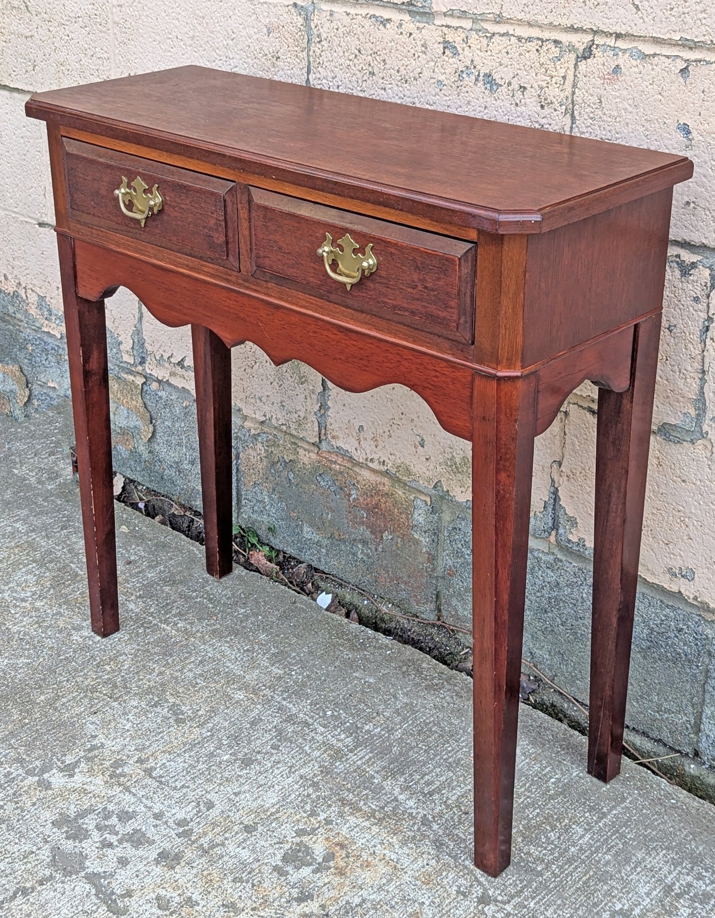 Vintage Antique Old Reclaimed Salvaged SOLID Carved Mahogany Wood Wooden Console Entry Side End Hall Accent Foyer Sofa Lamp Table Stand