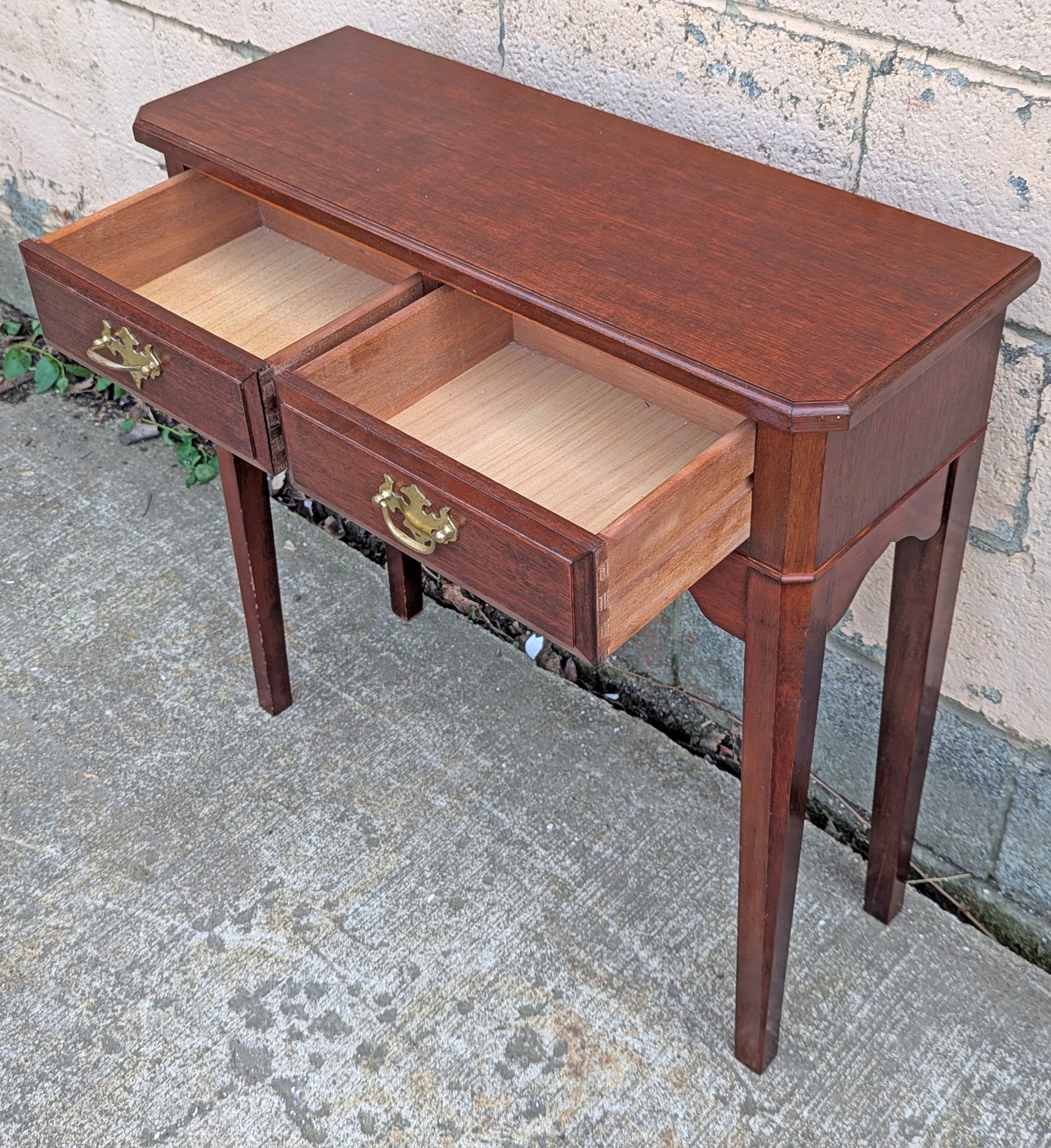 Vintage Antique Old Reclaimed Salvaged SOLID Carved Mahogany Wood Wooden Console Entry Side End Hall Accent Foyer Sofa Lamp Table Stand
