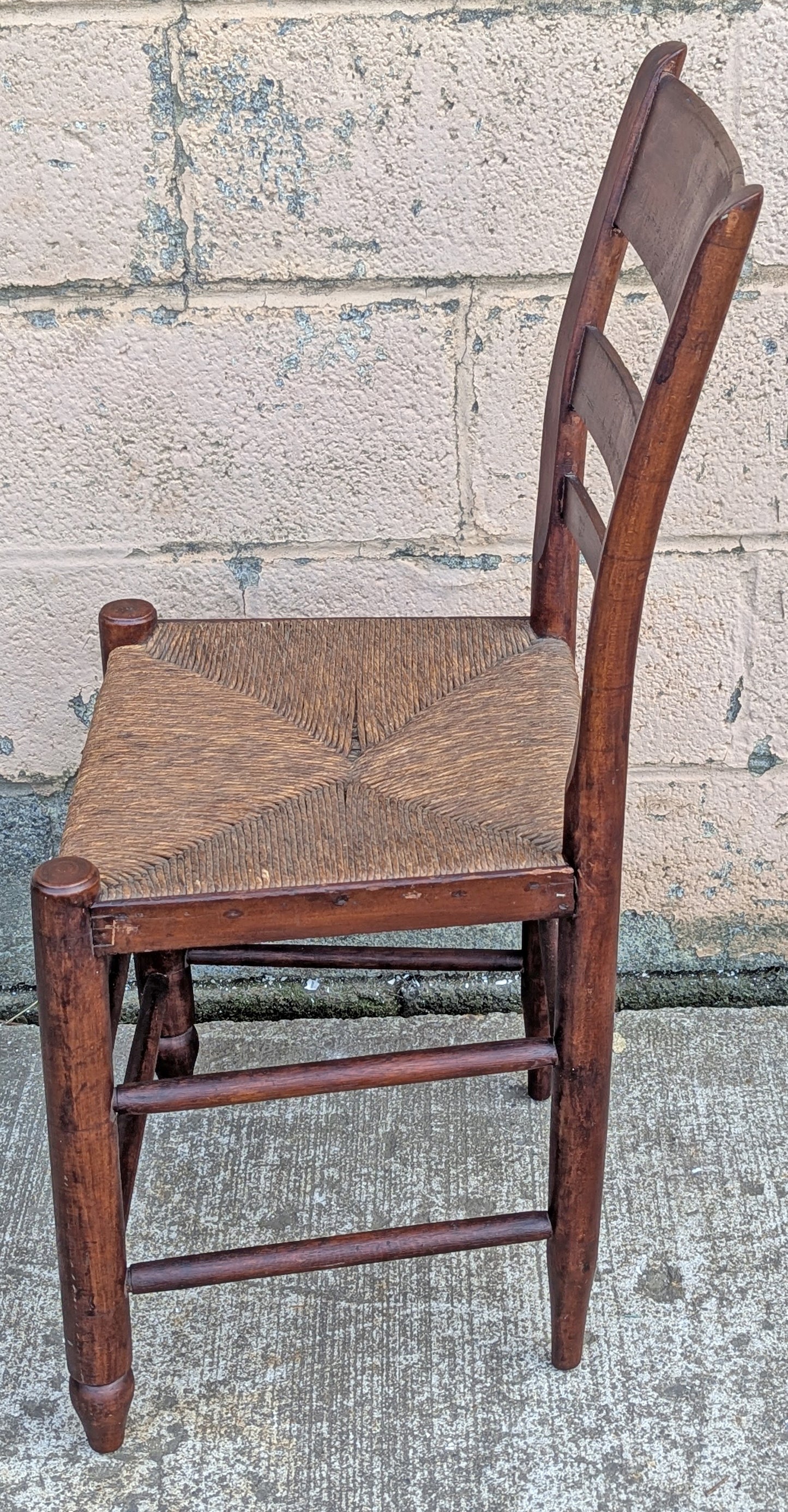 Antique Old Ladderback Reclaimed Salvaged SOLID Hardwood Wood Wooden Dining Accent Side Rattan Seagrass Chair Seat