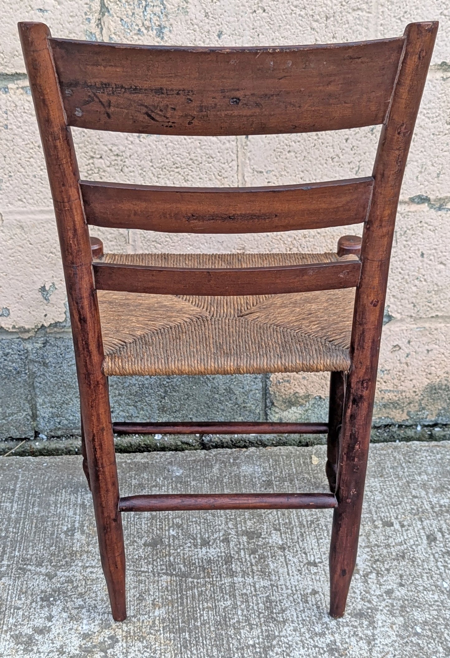 Antique Old Ladderback Reclaimed Salvaged SOLID Hardwood Wood Wooden Dining Accent Side Rattan Seagrass Chair Seat