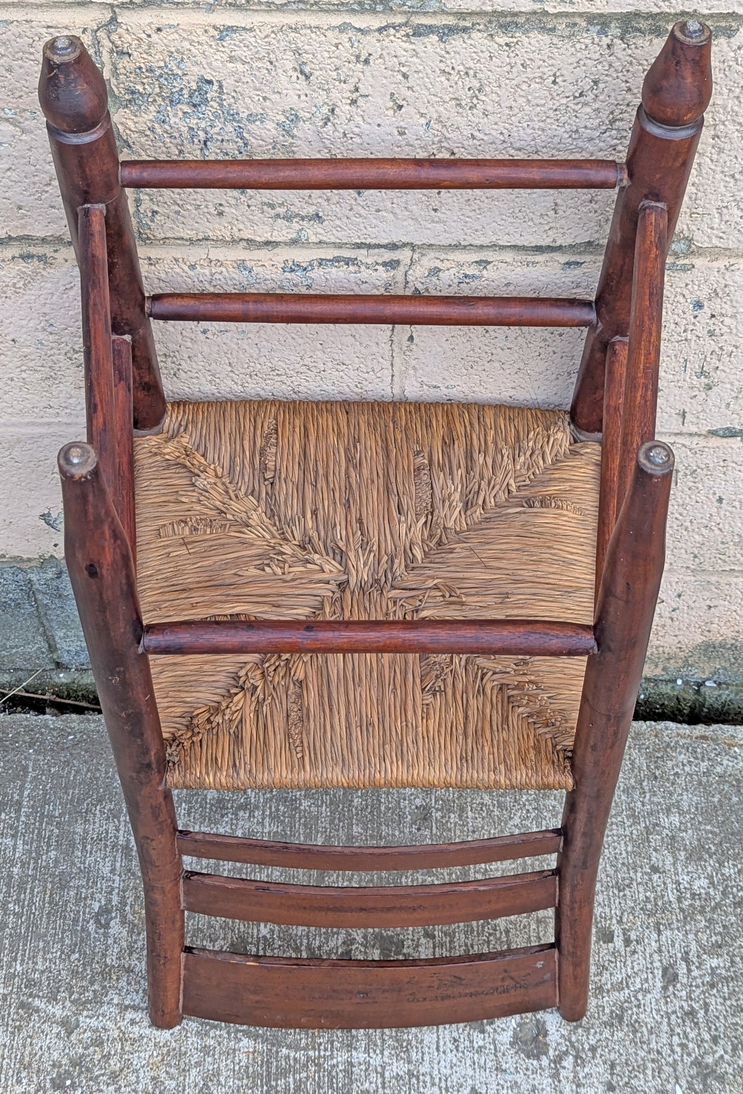 Antique Old Ladderback Reclaimed Salvaged SOLID Hardwood Wood Wooden Dining Accent Side Rattan Seagrass Chair Seat