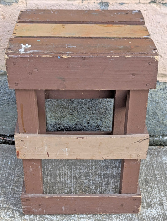 Vintage Antique Old Reclaimed Salvaged SOLID Wood Wooden Crate Box Bin Table Foot Step Stool Plant Stand Side Accent Chair Seat Garden Bench