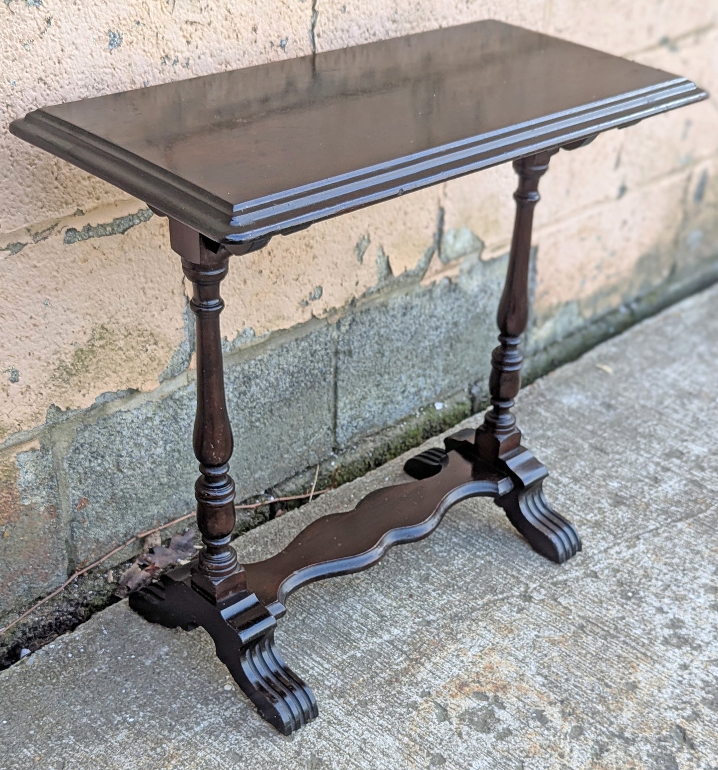 Antique Vintage Old Reclaimed Salvaged SOLID Carved Walnut Wood Wooden Neo-Classical Side End Hall Accent Foyer Sofa Lamp Table Stand