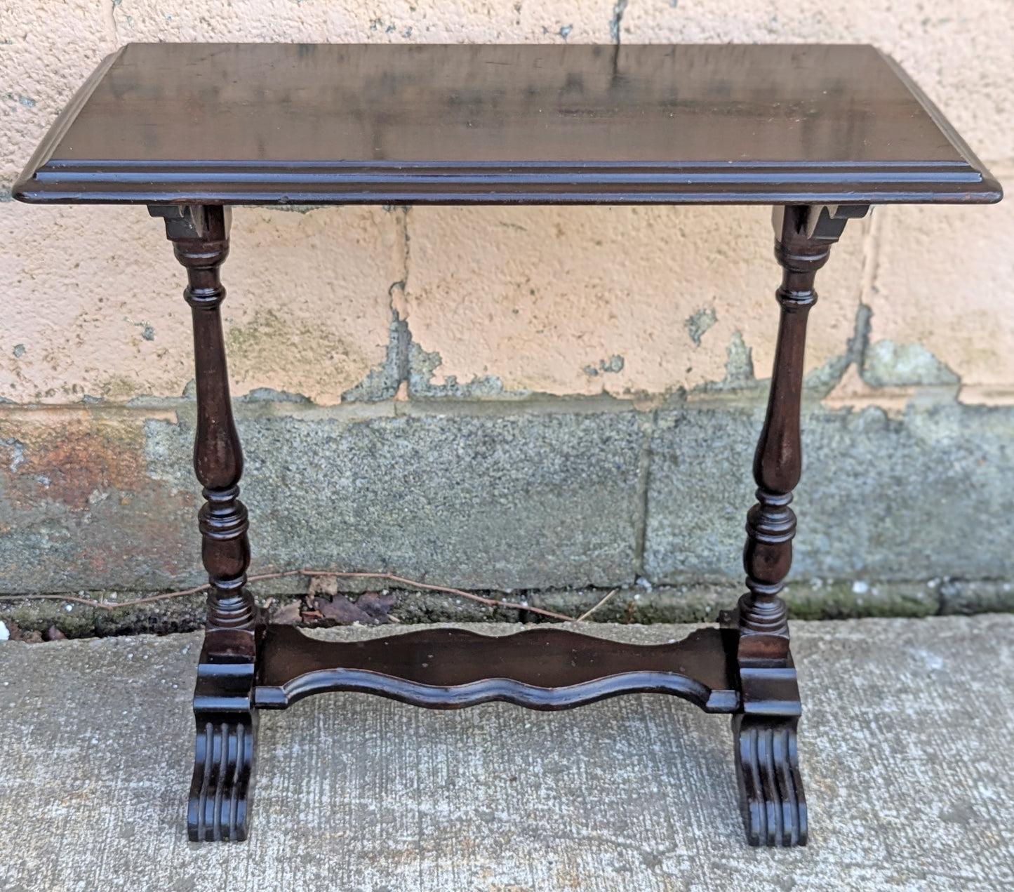 Antique Vintage Old Reclaimed Salvaged SOLID Carved Walnut Wood Wooden Neo-Classical Side End Hall Accent Foyer Sofa Lamp Table Stand