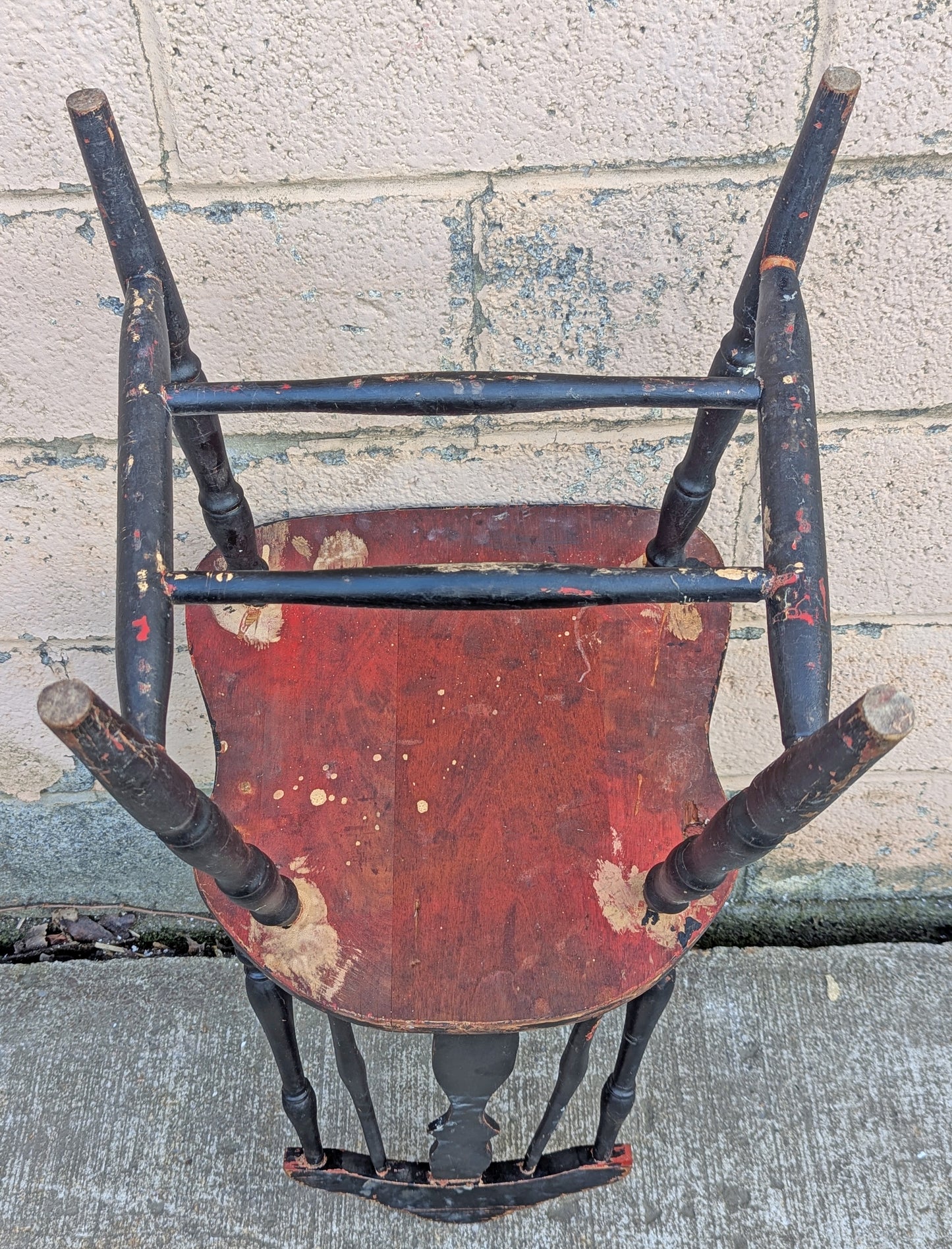 Antique Vintage Old Reclaimed Salvaged Shabby Chic Distressed Windsor Solid Hardwood Wood Wooden Spindle Back Dining Side Accent Chair