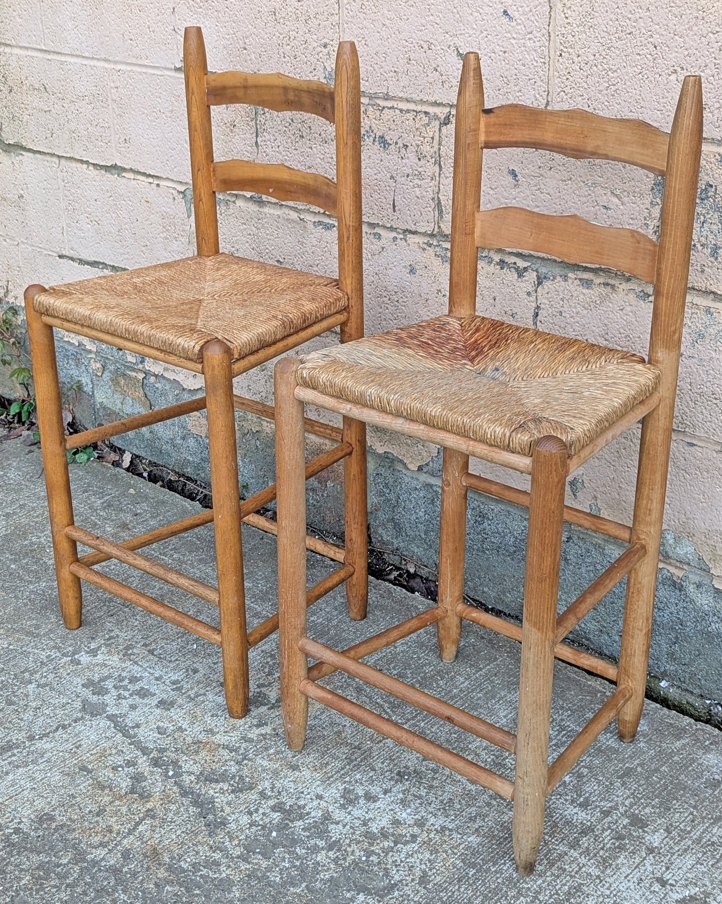 Vintage Antique Old Reclaimed Salvaged Ladderback Reclaimed Salvaged SOLID Wood Wooden Dining Accent Side Rattan Seagrass Chair Seat