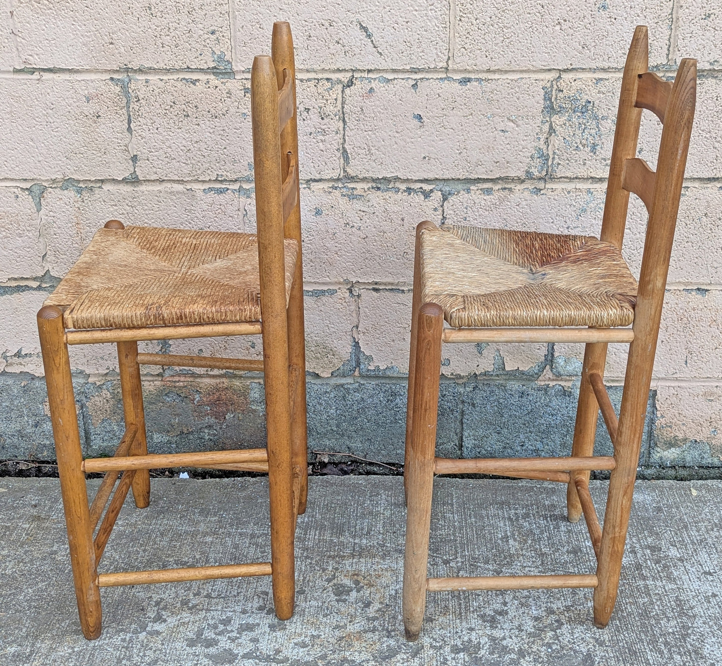 Vintage Antique Old Reclaimed Salvaged Ladderback Reclaimed Salvaged SOLID Wood Wooden Dining Accent Side Rattan Seagrass Chair Seat