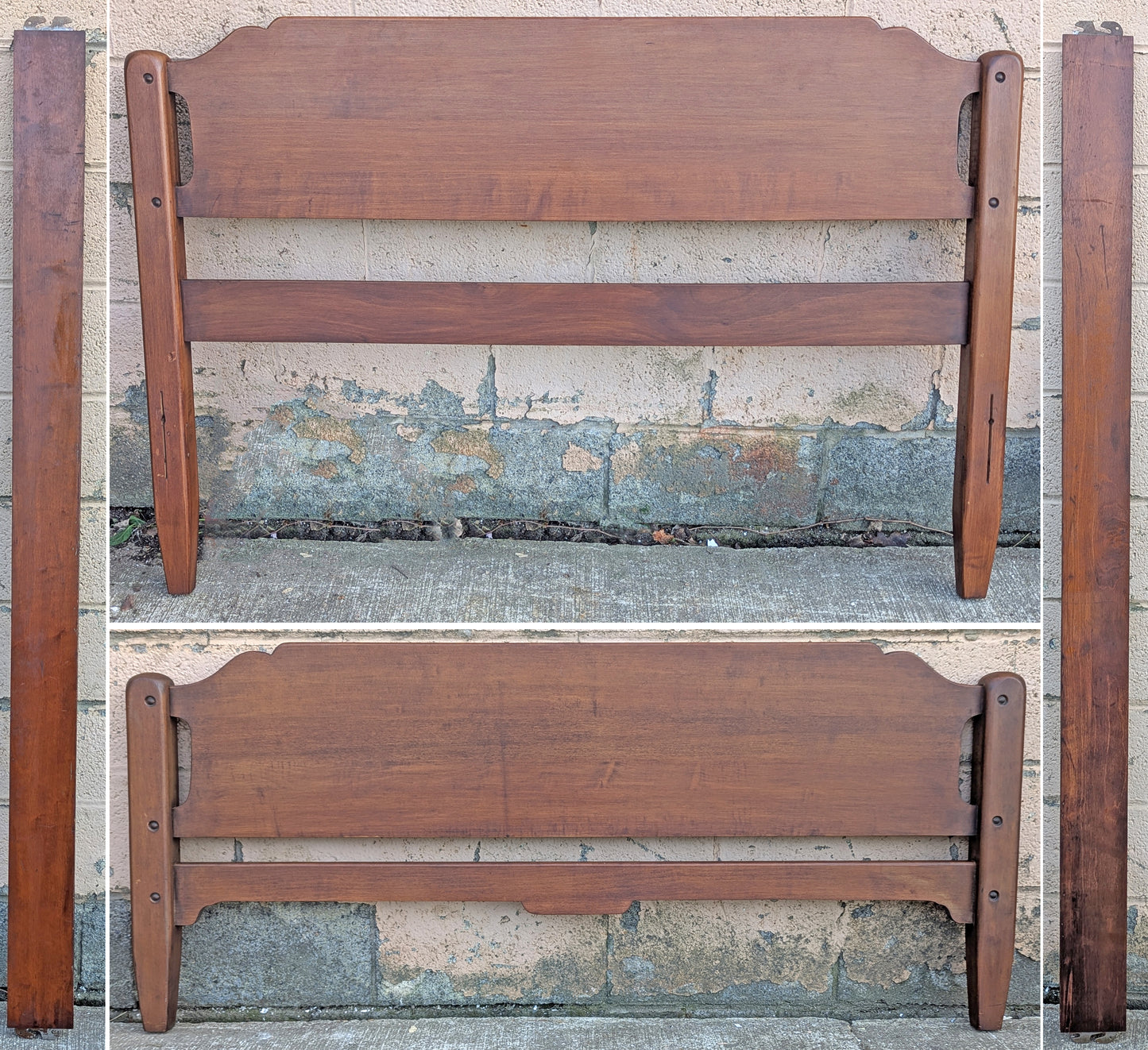 Vintage Antique Old Reclaimed Salvaged SOLID Maple Wood Wooden Queen Size Bed Frames Head Foot Board Rail Slat Set