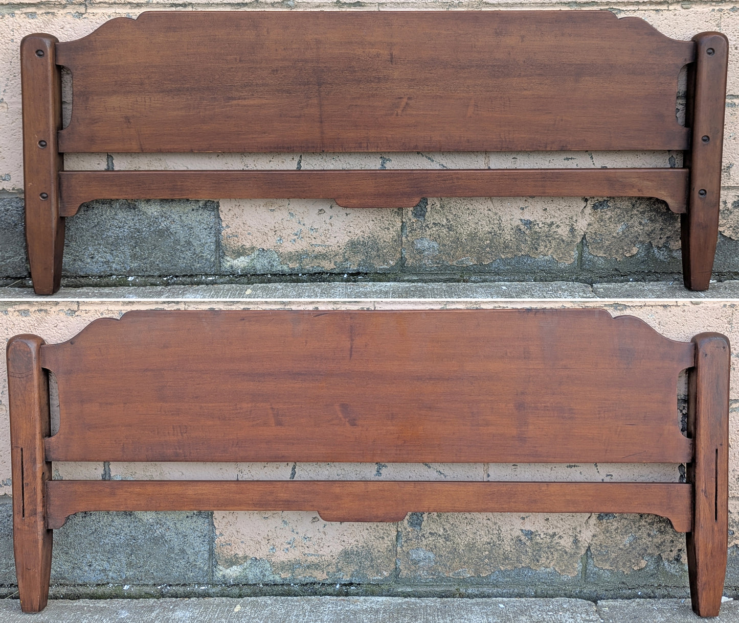 Vintage Antique Old Reclaimed Salvaged SOLID Maple Wood Wooden Queen Size Bed Frames Head Foot Board Rail Slat Set