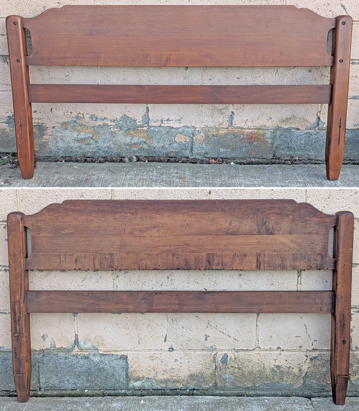 Vintage Antique Old Reclaimed Salvaged SOLID Maple Wood Wooden Queen Size Bed Frames Head Foot Board Rail Slat Set