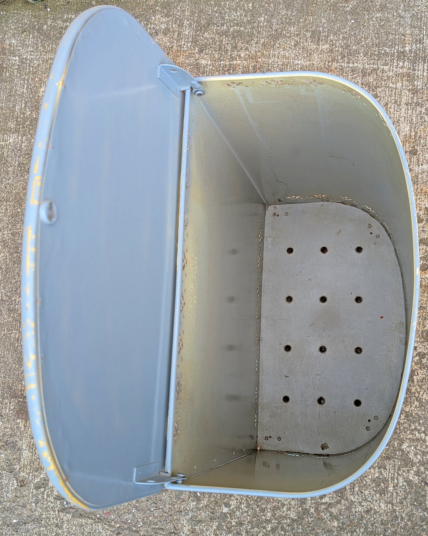 Vintage Old DETECTO BRAND Mid Century Modern Metal Steel Kids Children Laundry Hamper Clothes Clothing Vented Basket Bin