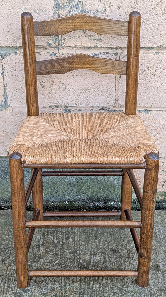 Vintage Antique Old Ladderback Reclaimed Salvaged SOLID Wood Wooden Dining Accent Side Rattan Seagrass Chair Seat