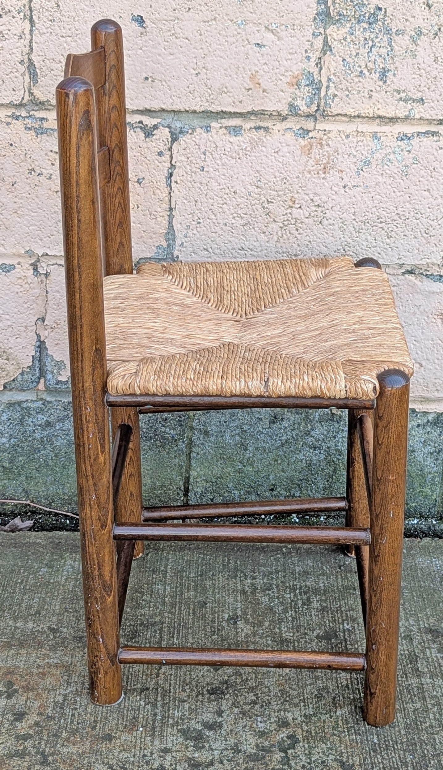 Vintage Antique Old Ladderback Reclaimed Salvaged SOLID Wood Wooden Dining Accent Side Rattan Seagrass Chair Seat