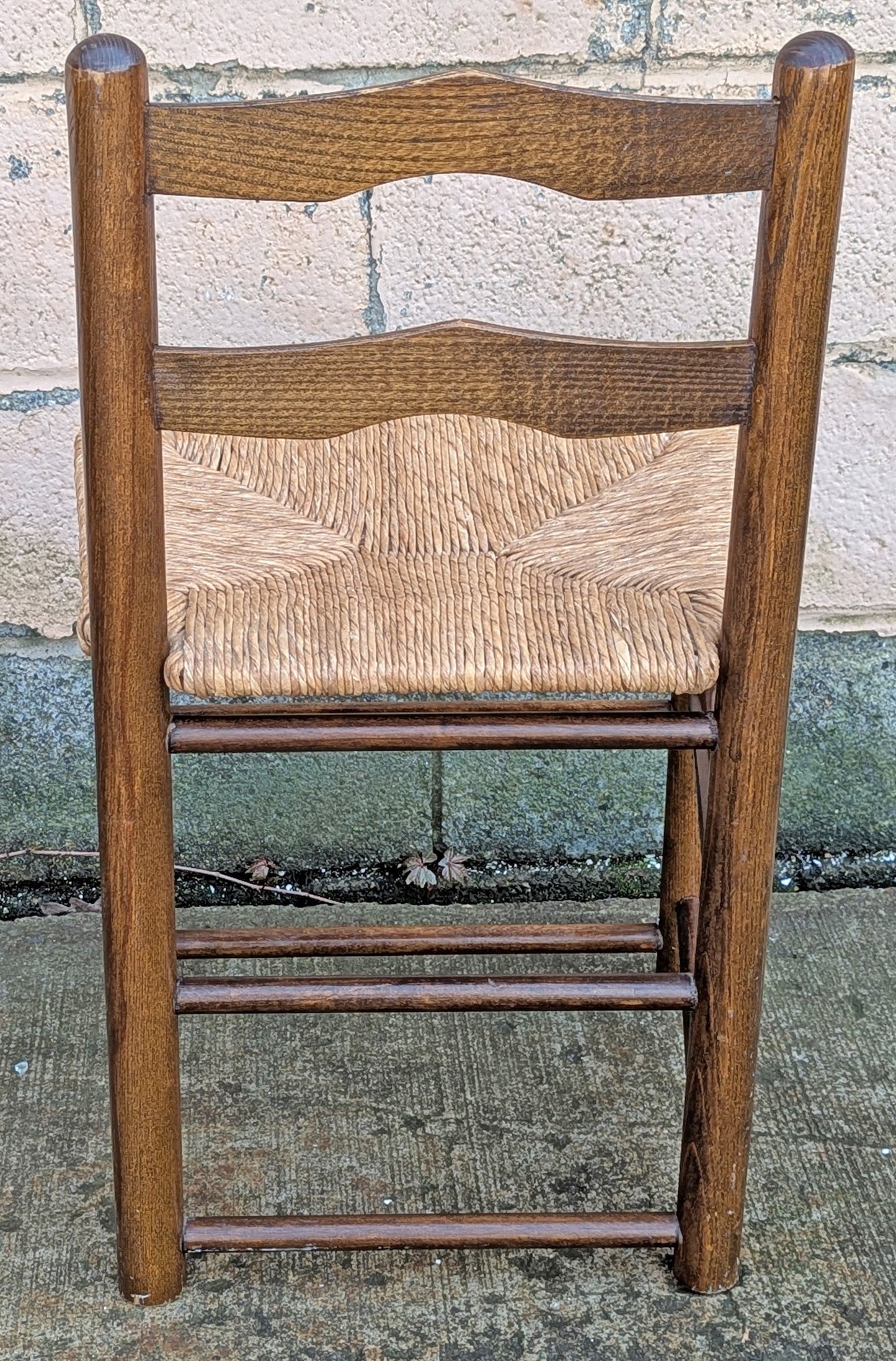 Vintage Antique Old Ladderback Reclaimed Salvaged SOLID Wood Wooden Dining Accent Side Rattan Seagrass Chair Seat