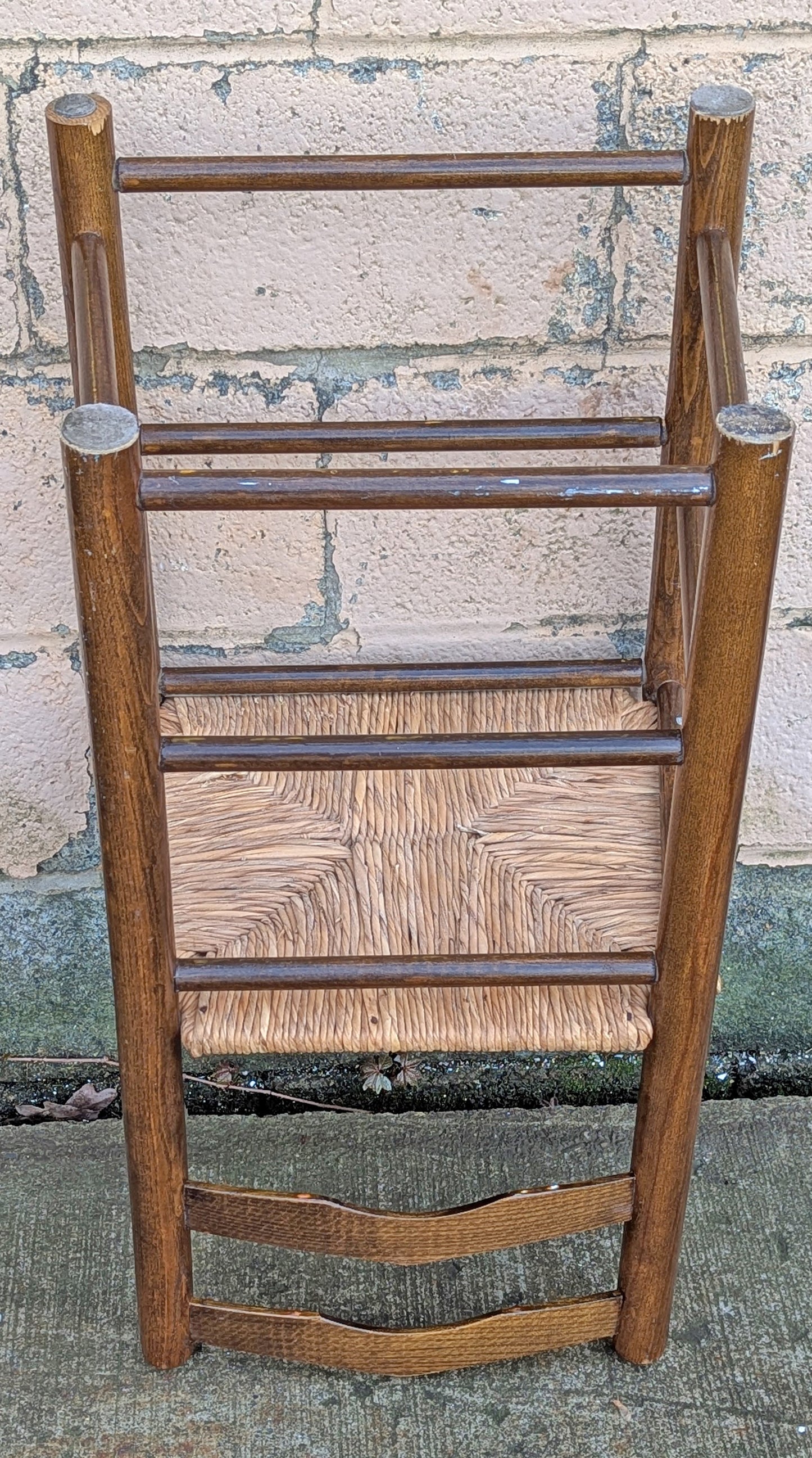 Vintage Antique Old Ladderback Reclaimed Salvaged SOLID Wood Wooden Dining Accent Side Rattan Seagrass Chair Seat