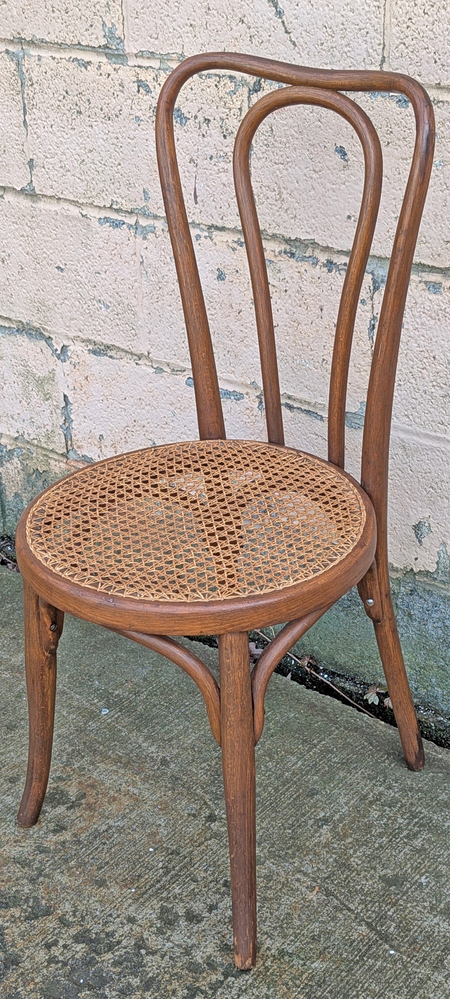 Antique Vintage .,Old Thonet Reclaimed Salvaged SOLID Wood Wooden Curved Bentwood Side Accent Bistro Dining Chair Caned Seat