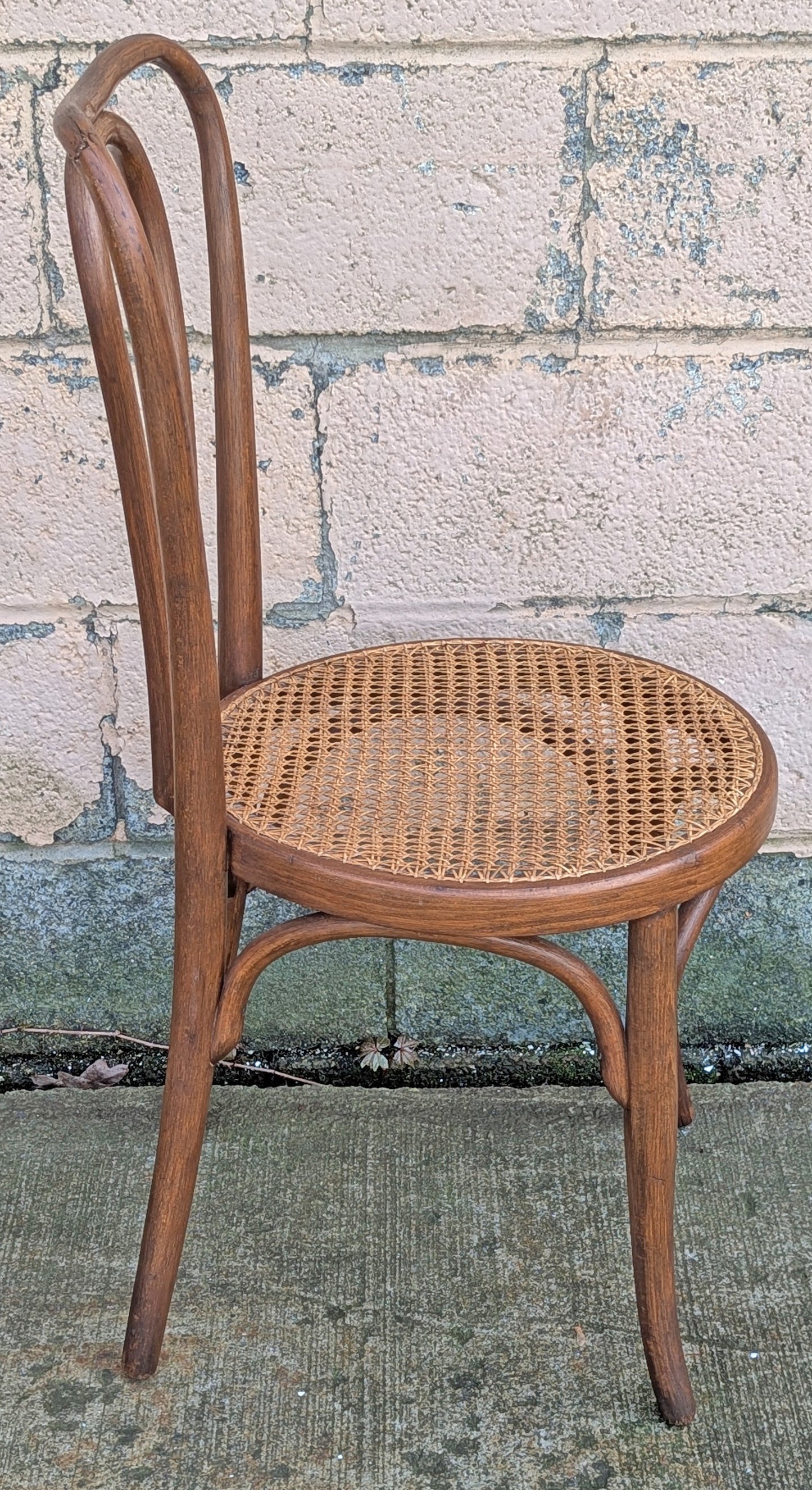 Antique Vintage .,Old Thonet Reclaimed Salvaged SOLID Wood Wooden Curved Bentwood Side Accent Bistro Dining Chair Caned Seat