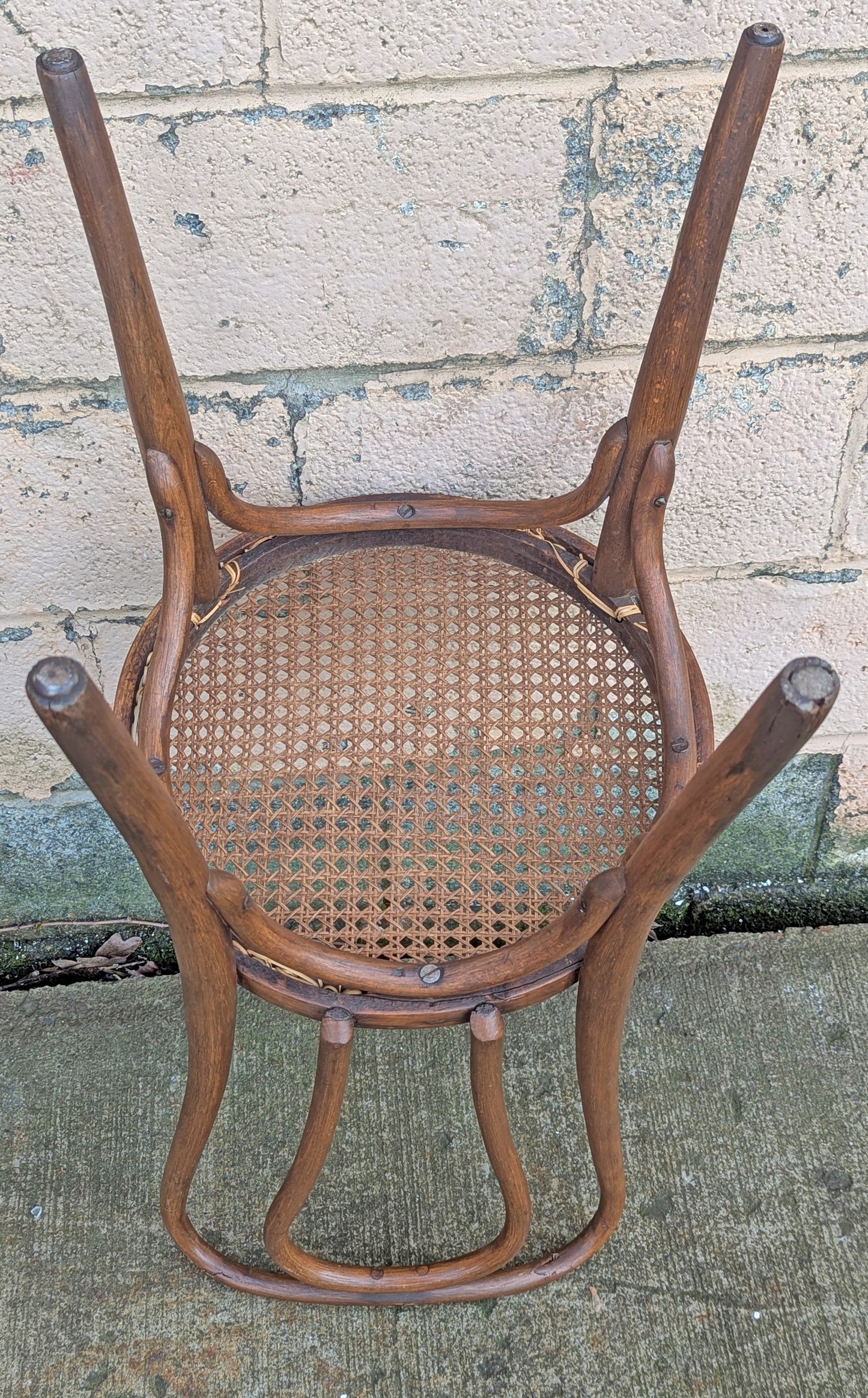 Antique Vintage .,Old Thonet Reclaimed Salvaged SOLID Wood Wooden Curved Bentwood Side Accent Bistro Dining Chair Caned Seat