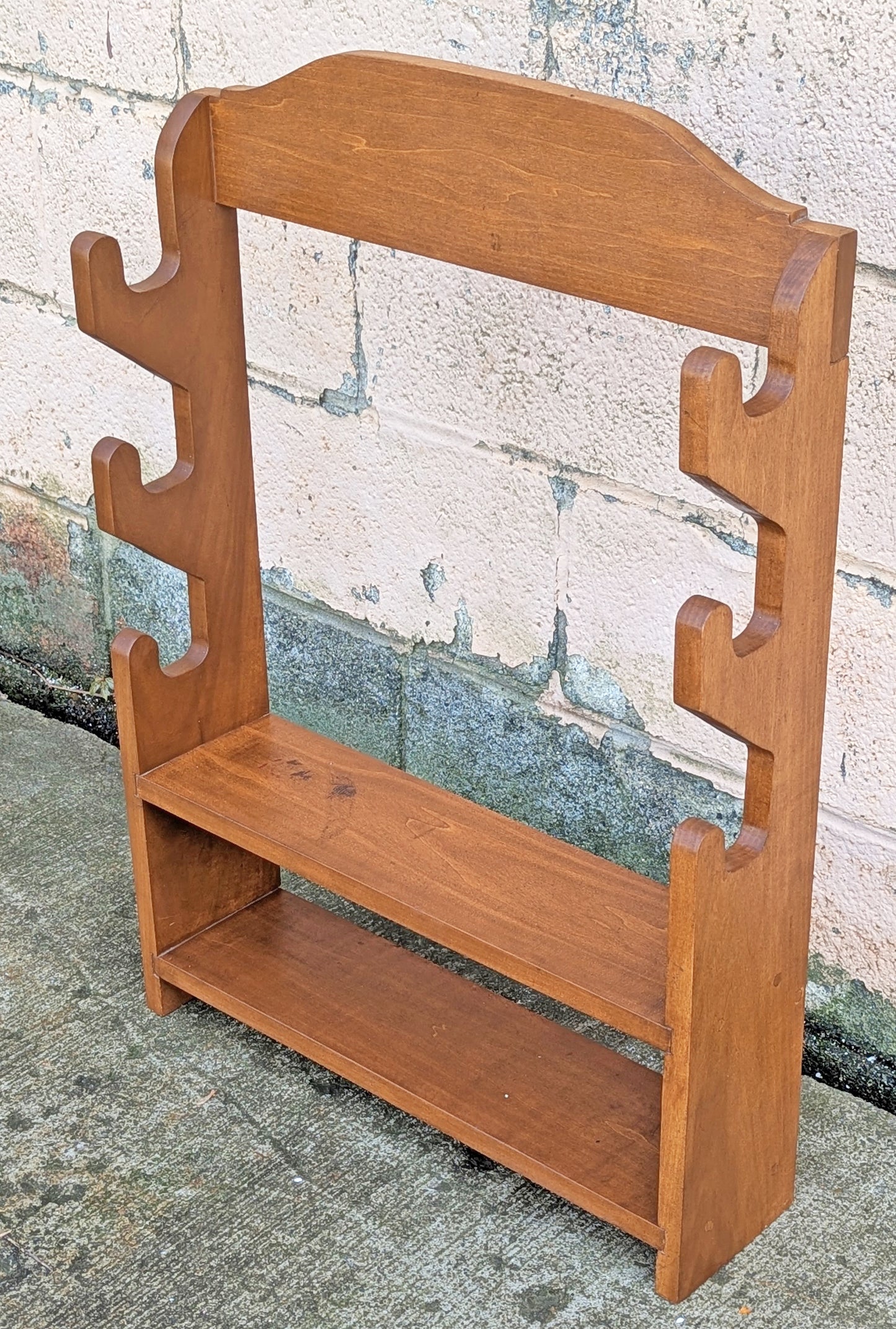 Vintage Antique Old Handmade Handcrafted Reclaimed Salvaged SOLID Wood Wooden Gun Rifle Rack Holder Wall Mounted Hanging Unit Shelf