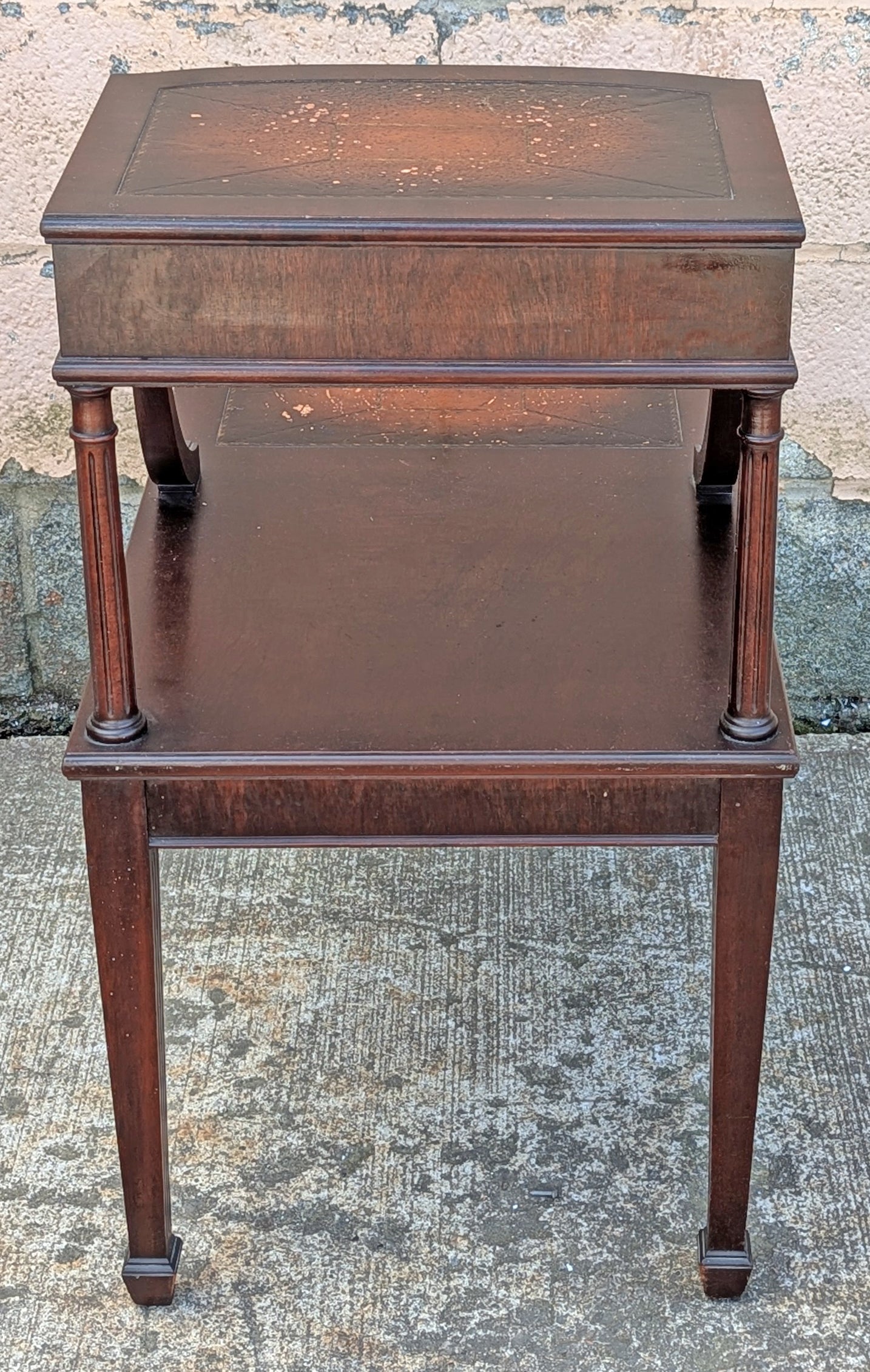 Antique Vintage Old Reclaimed Salvaged SOLID Hard Wood Wooden Leather Top End Side Occasional Accent Lamp Table Night Stand Nightstand