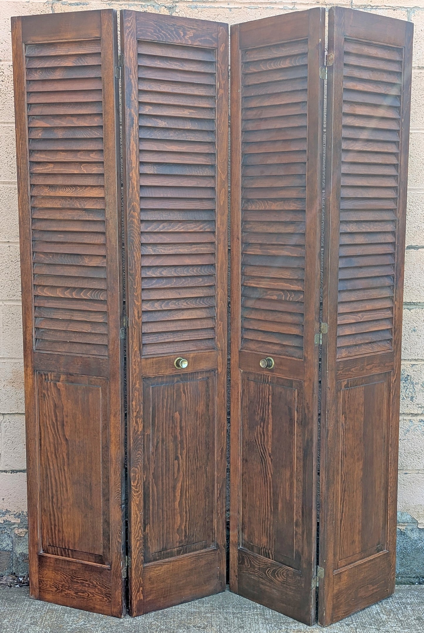 60"x79.5" Set of Vintage SOLID Wood Wooden Interior Bifold Doors Louver Closet Pantry Doors