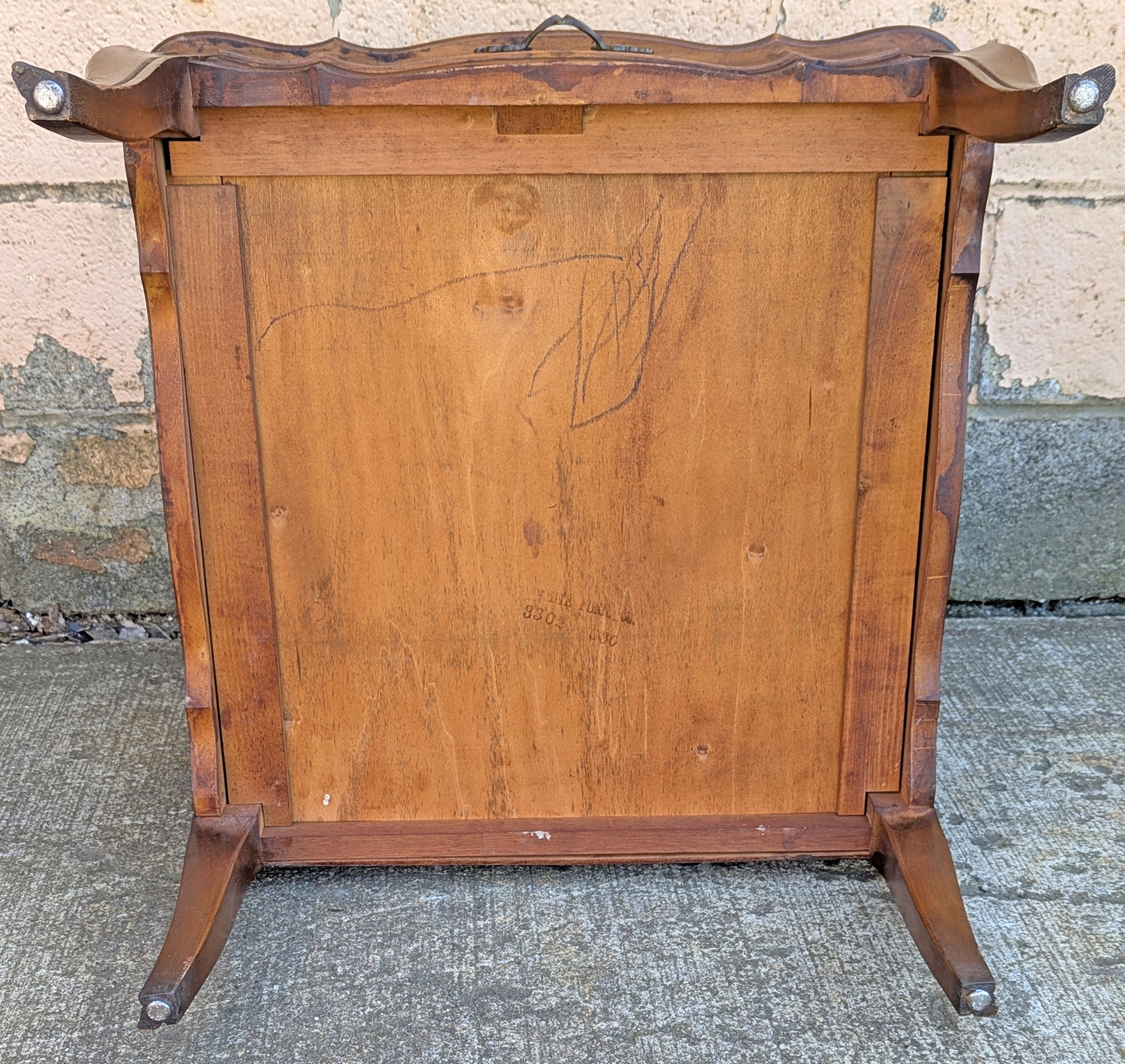 Pair of Vintage Antique Old French Revival Provincial SOLID Wooden Wood & Formica Wooden 2 Tier End Side Accent Lamp Tables Nightstand Shelf