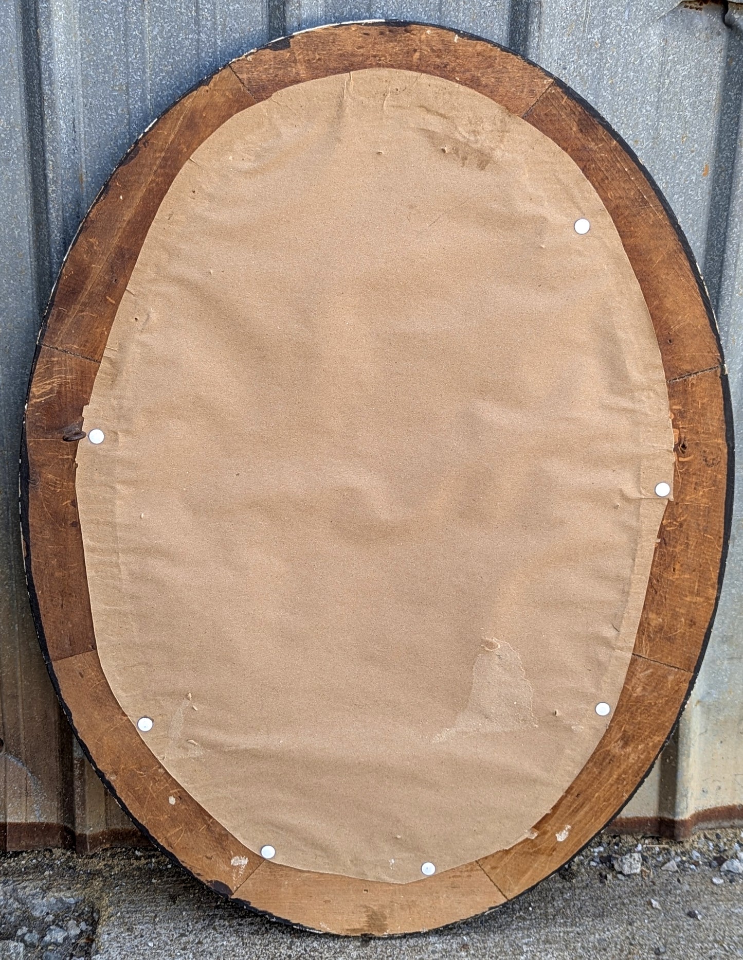 Antique Vintage Old Reclaimed Salvaged Victorian Wood Wooden Plaster Wall Distressed Portrait Picture Frame Curved Glass Ornate Decorative